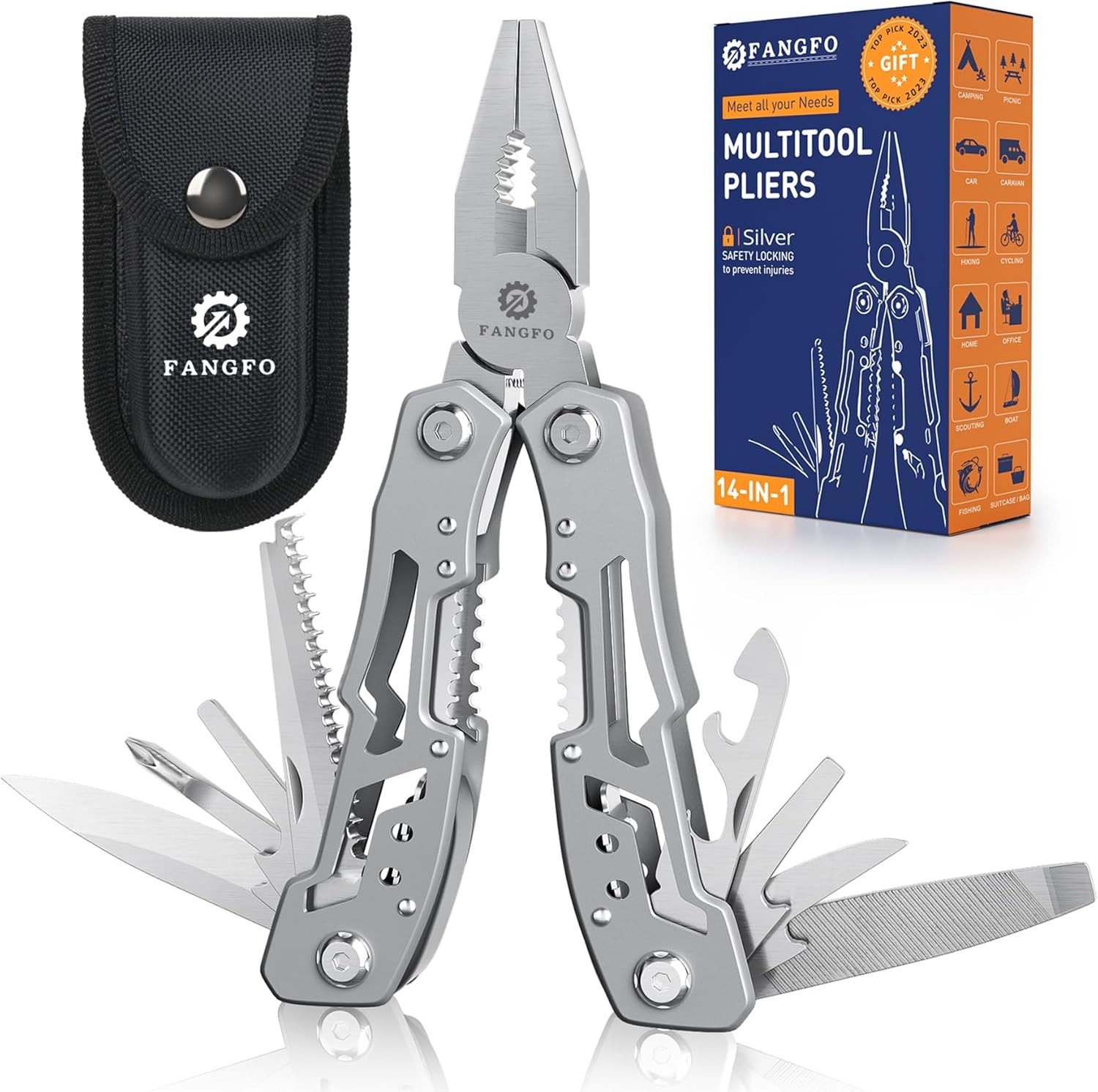 14-In-1 Multitool Pliers，Premium Portable Multi Tool ，with Safety Locking