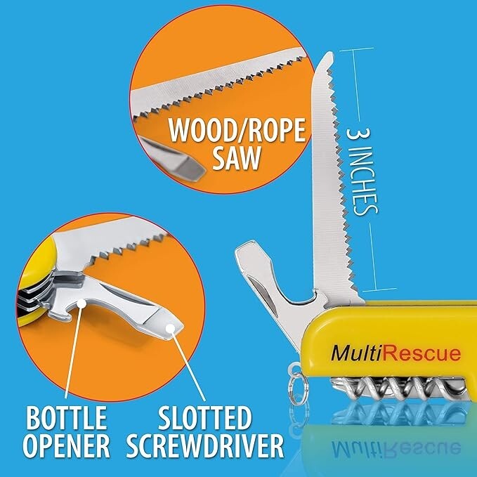 MAXAM Multi-Function Rescue Knife – Includes Seat Belt Cutter and Glass Breaker