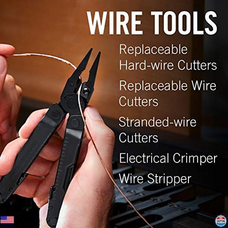 Multitool with Replaceable Wire Cutters & Saw, Black with MOLLE Sheath