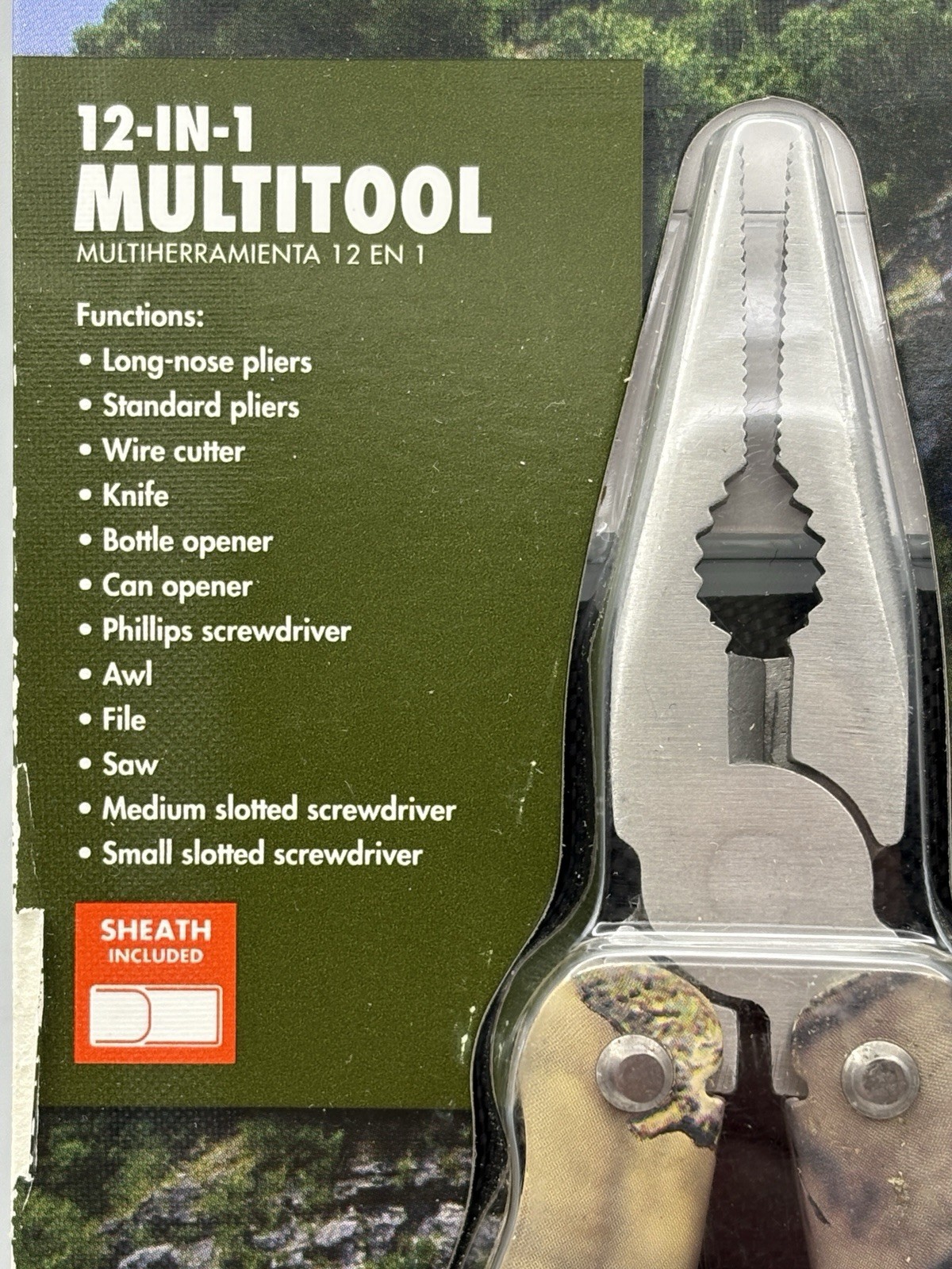 Ozark Trail 12-In-1 Multi Tool with Nylon Sheath, Mossy Oak Handle Pattern, New