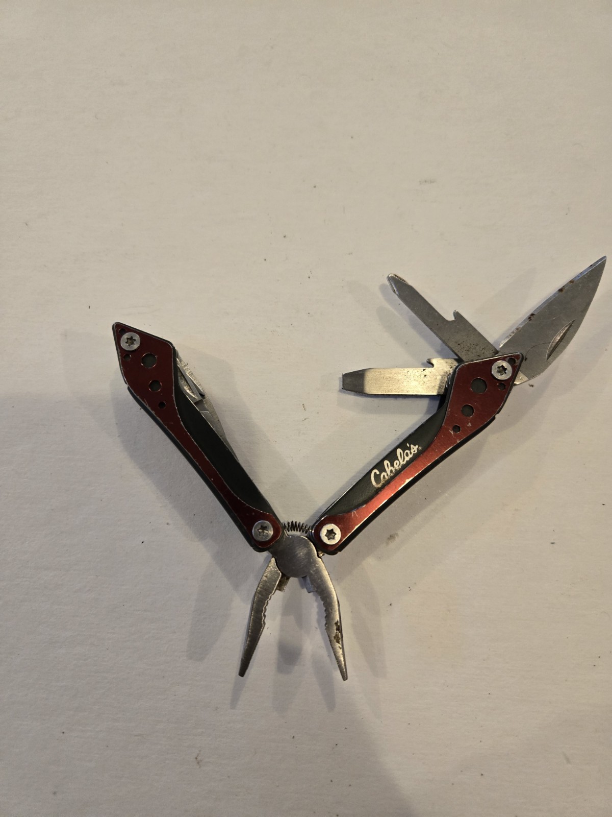 Cabela’s 7-in-1 Mini Multi-Tool Carry Knife Pliers EDC Red