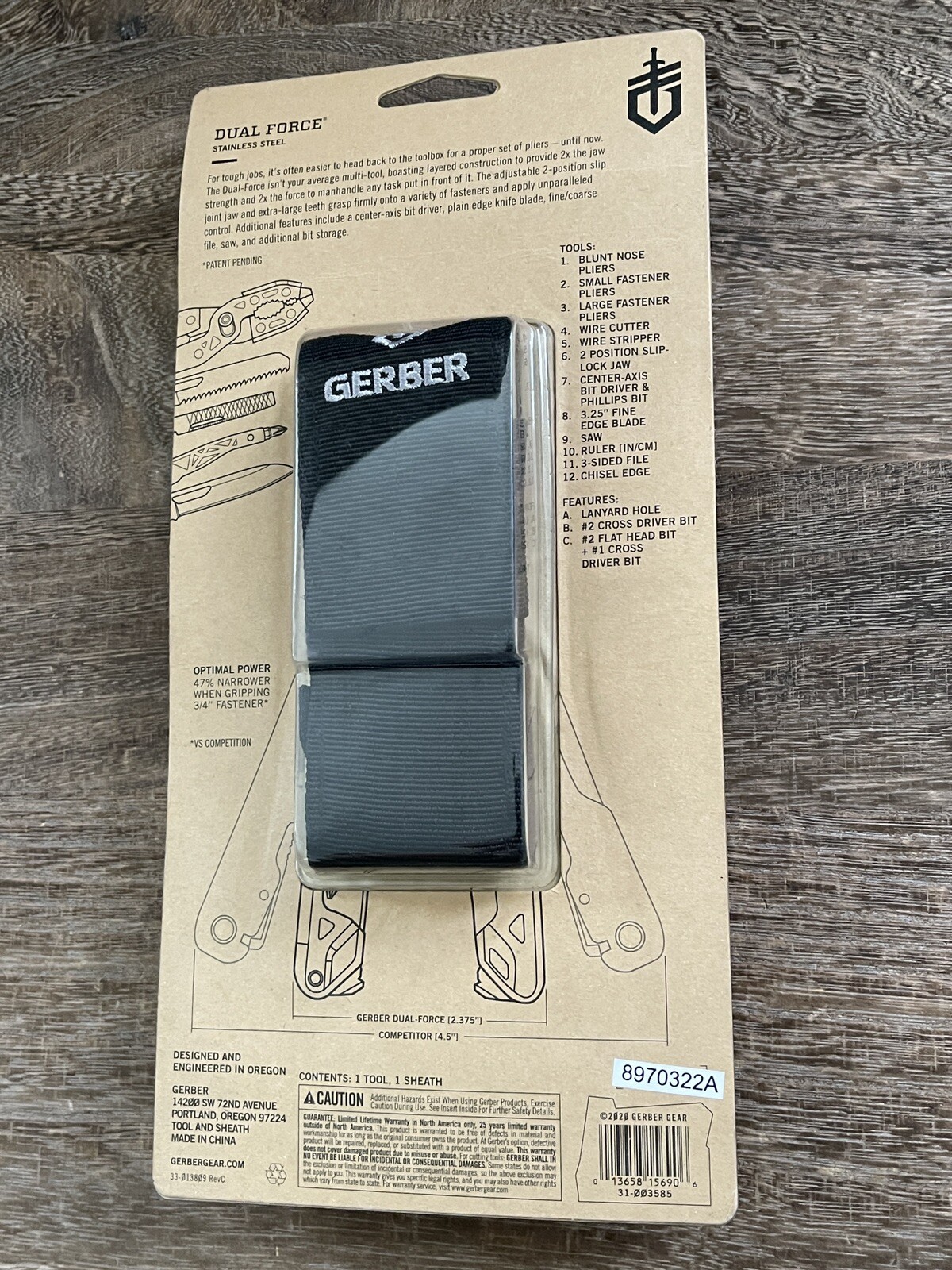 Gerber Dual Force Multi-Plier sealed in blister (US buyers), no blister (Global)