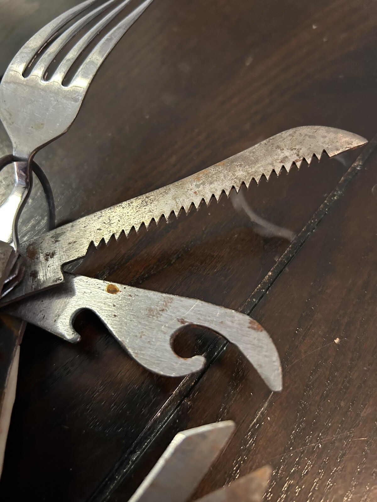 Vintage Pocket Knife 11 Multi Tool Hobo-Camping With Bone Handle