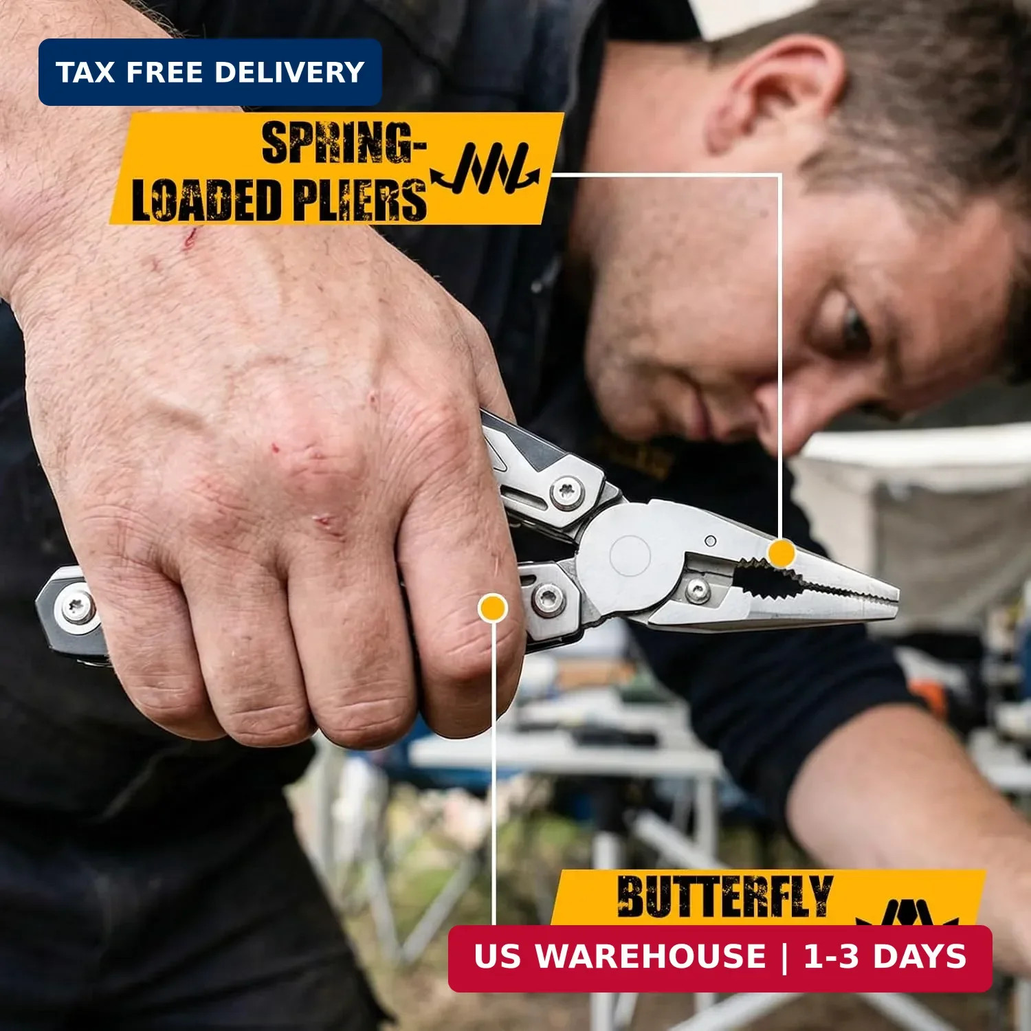 Multper Multitool Pliers MP003AB, 21-in-1 Stainless Steel Multi Tool with Pocket