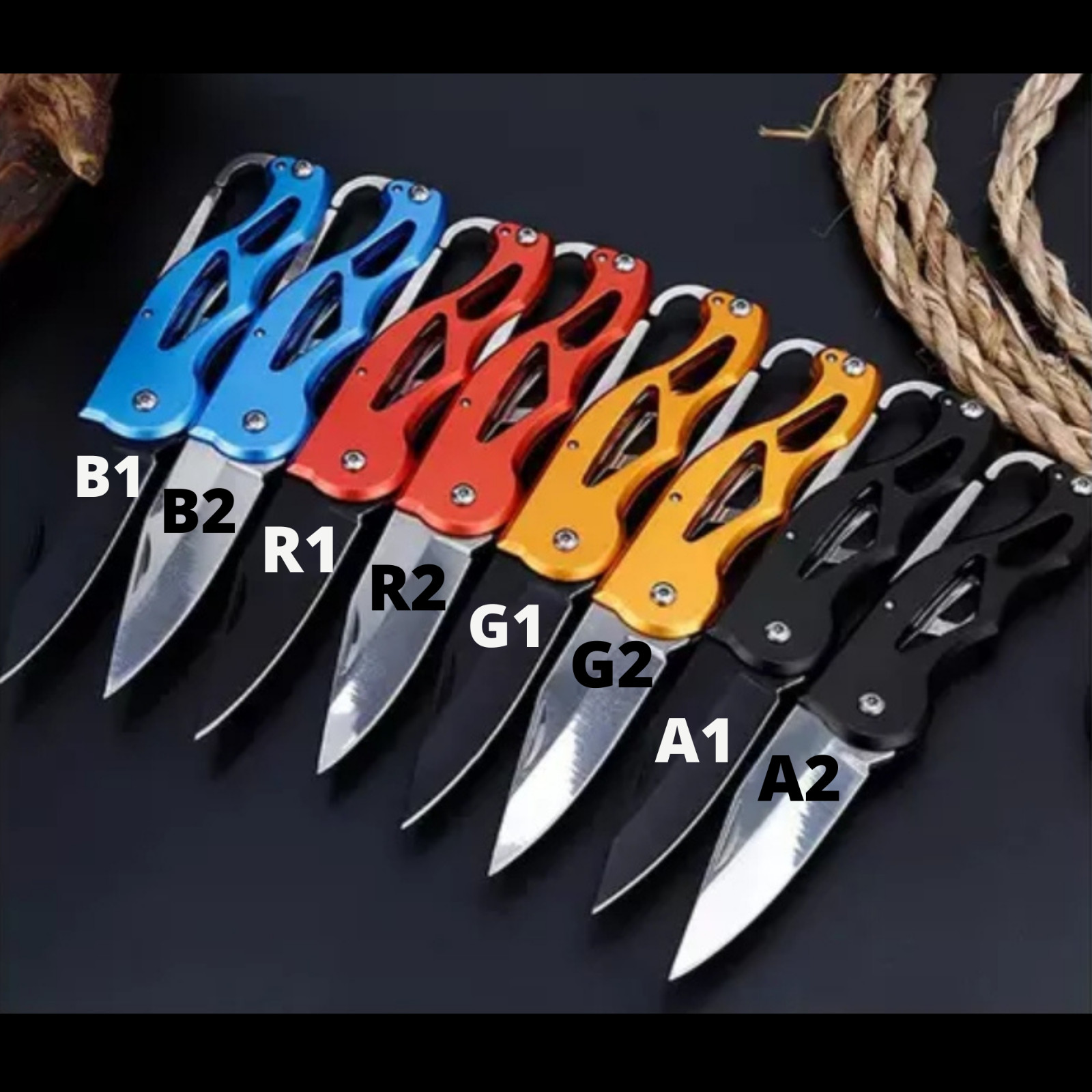 Folding Knife Key Chain Black BladeTactical Portable Pocket Hunting Survival NEW