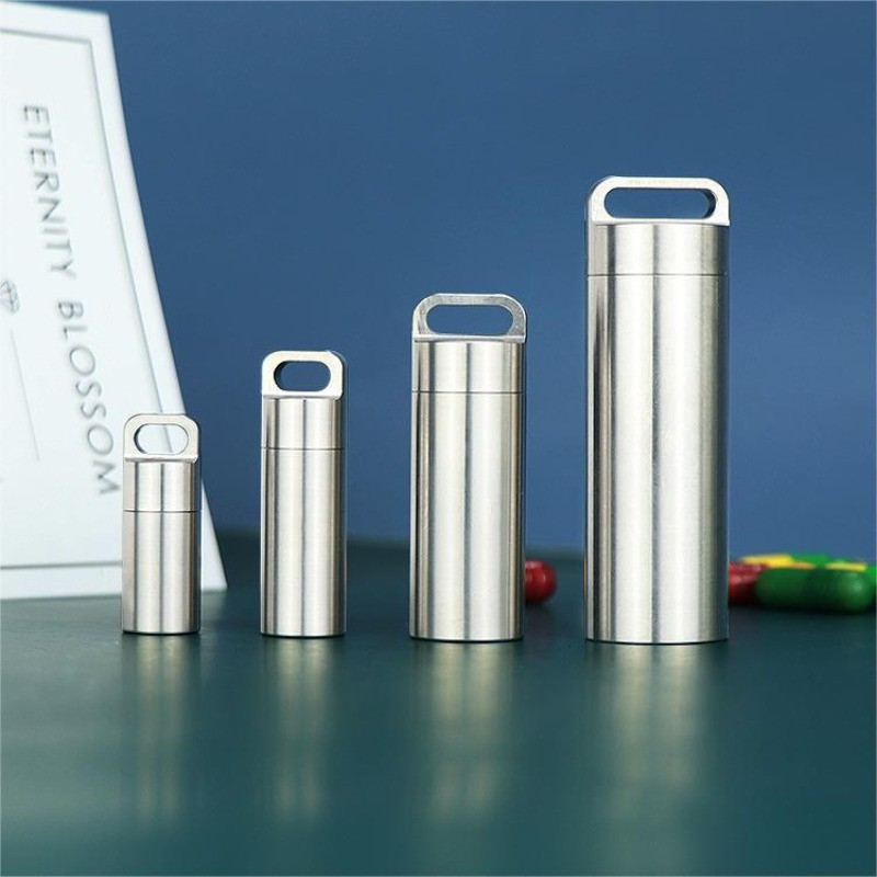 Waterproof Titanium Pill Holder Case Keychain Small Pill Box Container Organizer