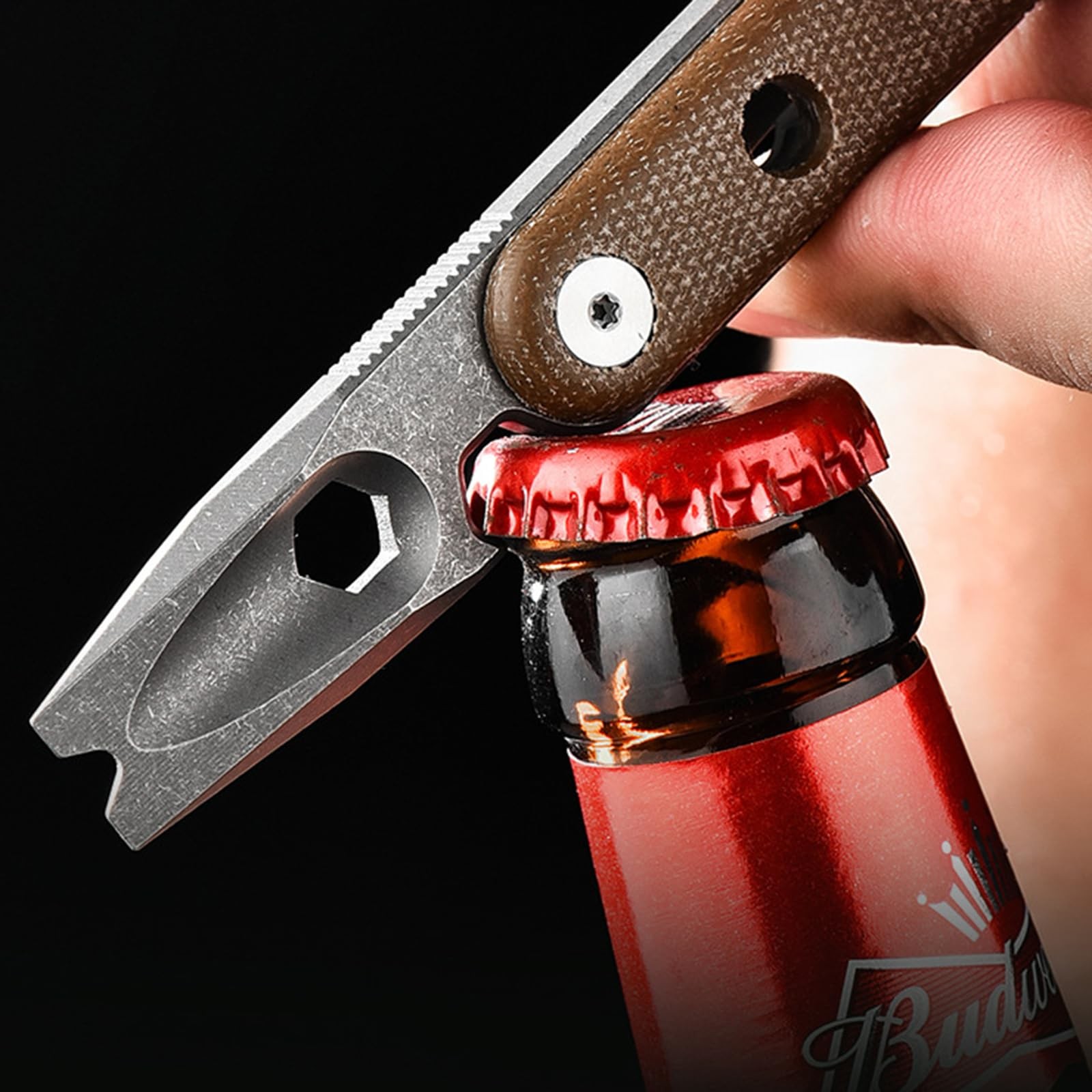 Pry Bar Multi Tool Titanium with Pocket Clip Multi Functions Bottle Opener Wr…