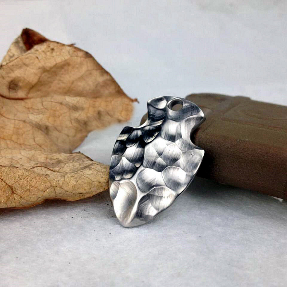 Solid Handmade Titanium Alloy Double-sided Engraving Crater Necklace Pendant EDC
