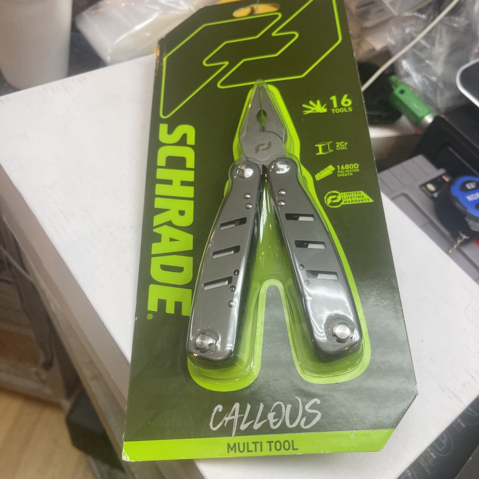 NEW Schrade Tough Tool Multi Tool Knife 16 Tools Camping Shop W/Sheath