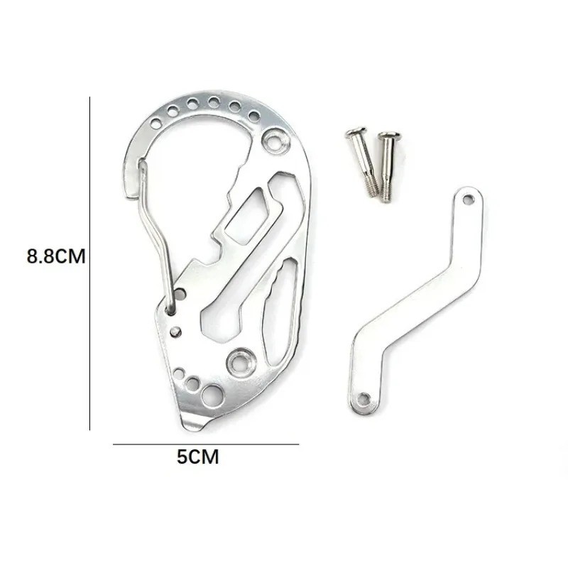 Stainless Multi Tool EDC Pocket Survival Carabiner Screwdriver Keychain Wrench**