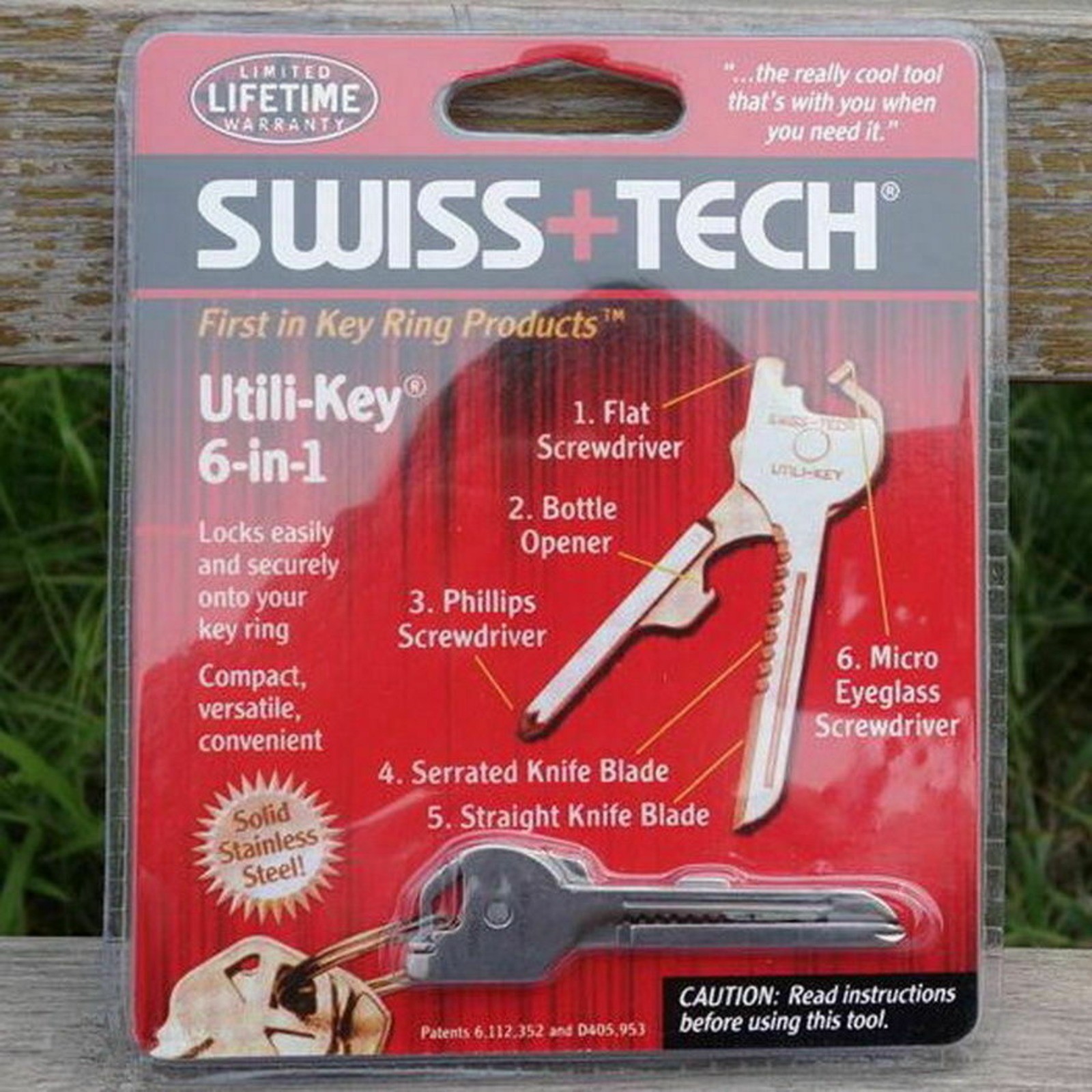 Pocket Multi-Tools Stainless Steel 6 In 1 Swiss+Tech Utili-Key Keyring Keychain