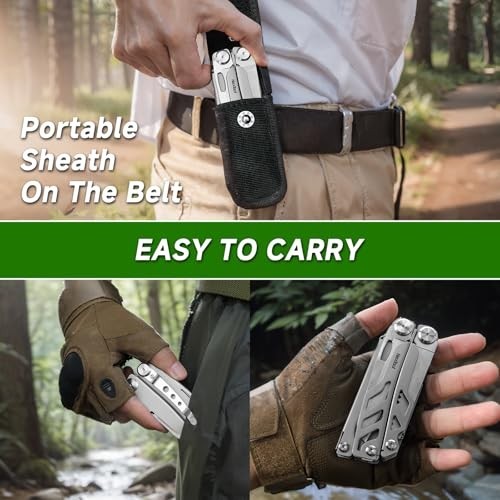 14-in-1 Stainless Steel Multi-Tool Pliers, EDC Utility Tool with Knife & Scissor
