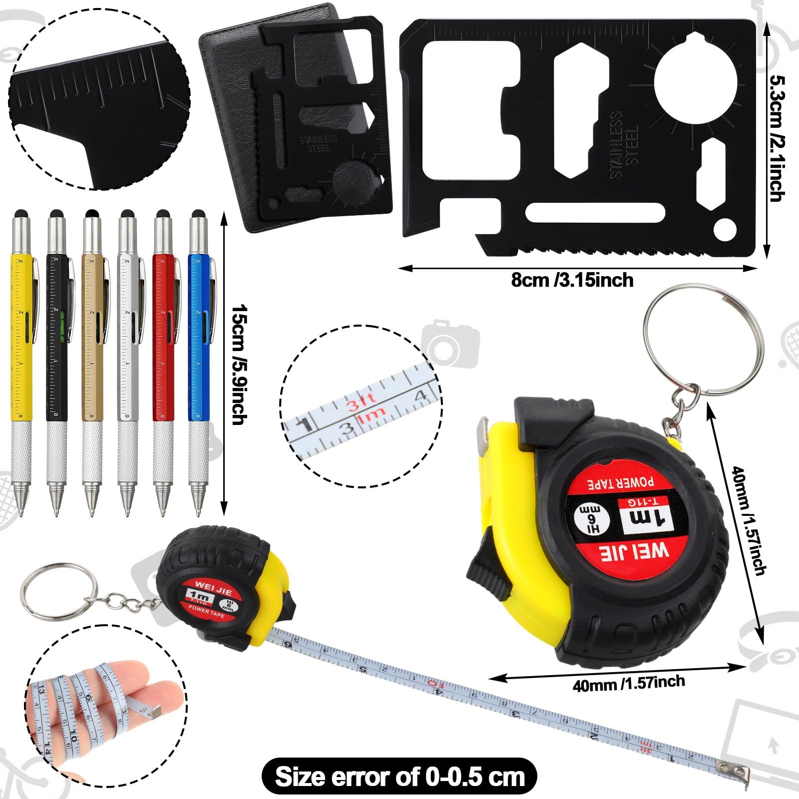 120 Pcs Mini Screwdriver Tape Keychain Set Multitool Pen Card Father’s Gifts Bul