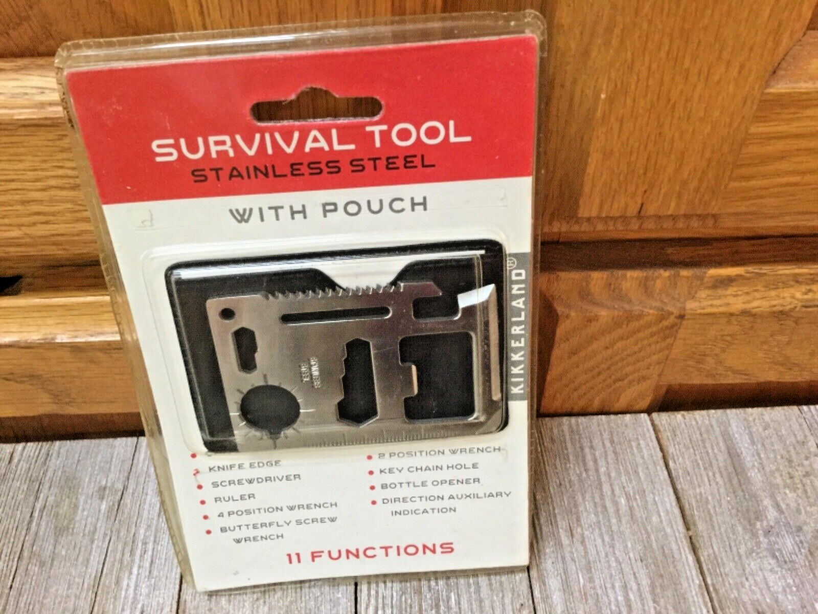 Kikkerland Survival Tool 11 Function Stainless Steel w/ Pouch Wallet Keychain