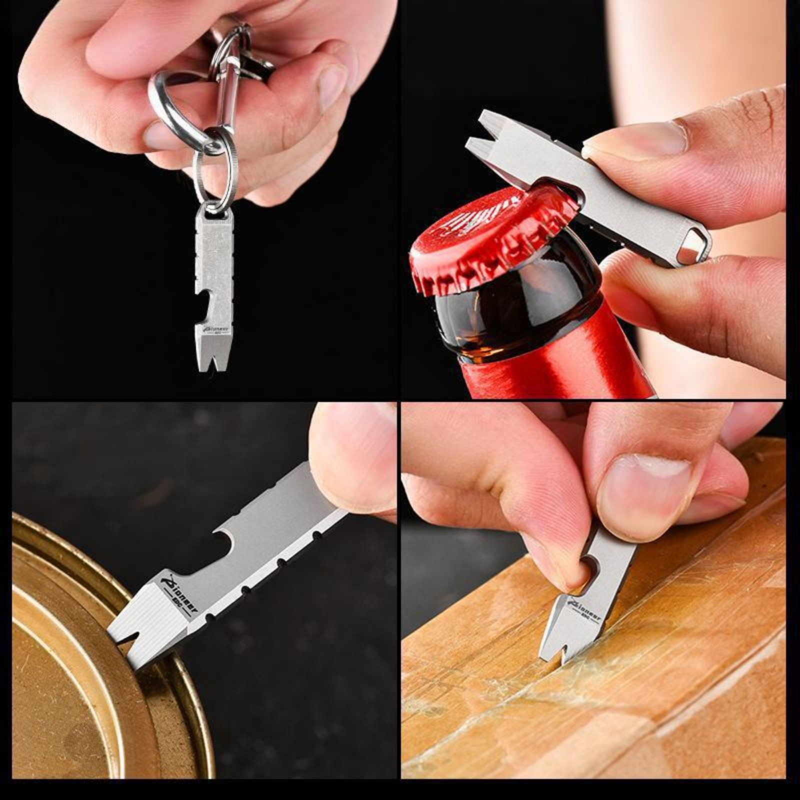 Mini EDC Pry Bar Multi-Tool Bottle Opener Keychain Tool Titanium Alloy