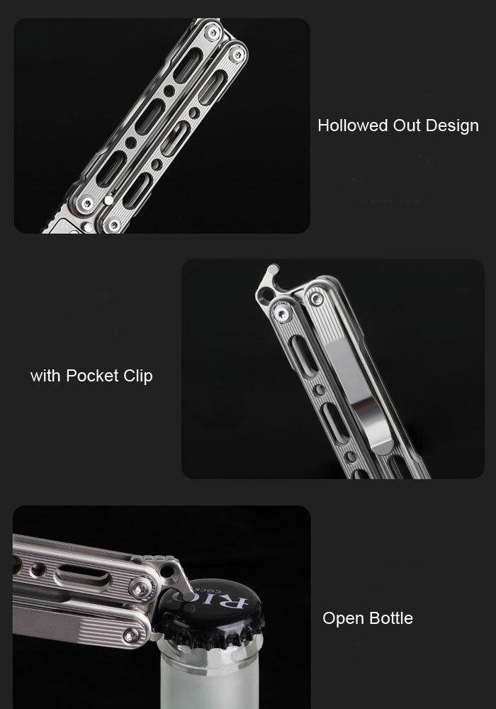 Outdoor Titanium Pocket Folded Comb Replaceable Blade Portable Practice EDC Tool