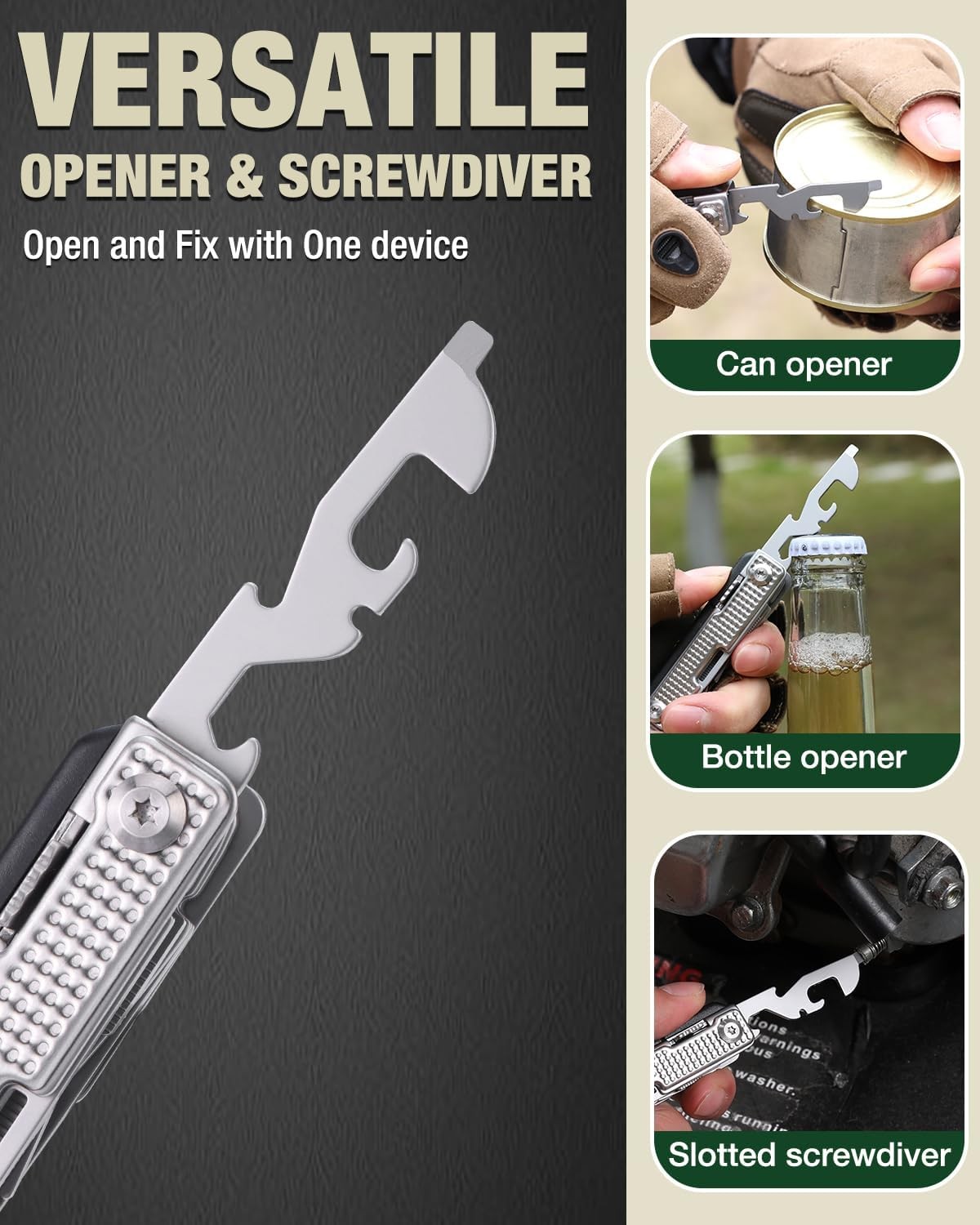 12-in-1 Keychain Multitool with Knife, Scissors, Screwdrivers & Opener