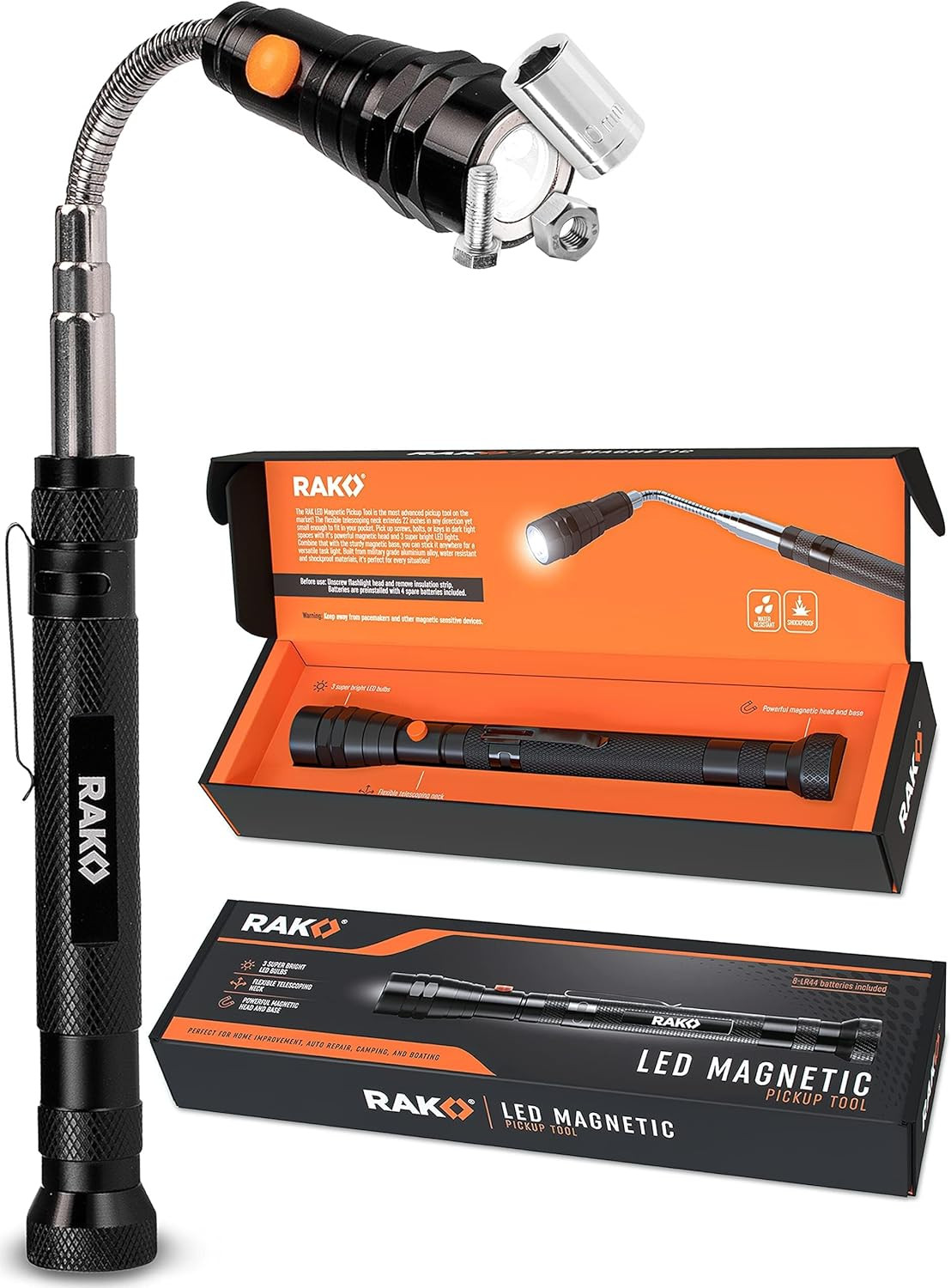 Magnetic Pickup Tool Gifts for Men – Telescoping Magnet with LED Flashlight a…