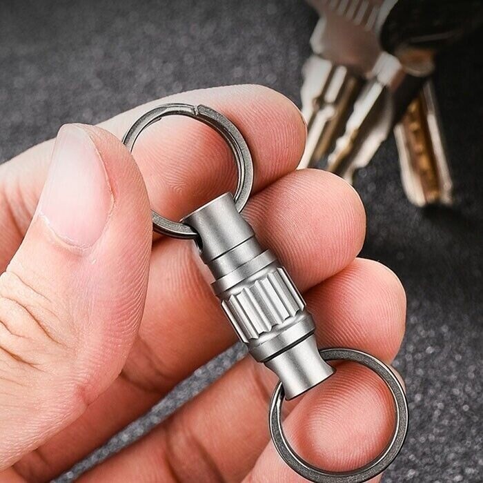 Titanium Quick Release Swivel Keychain EDC Car Key Holder with Double Key Rings