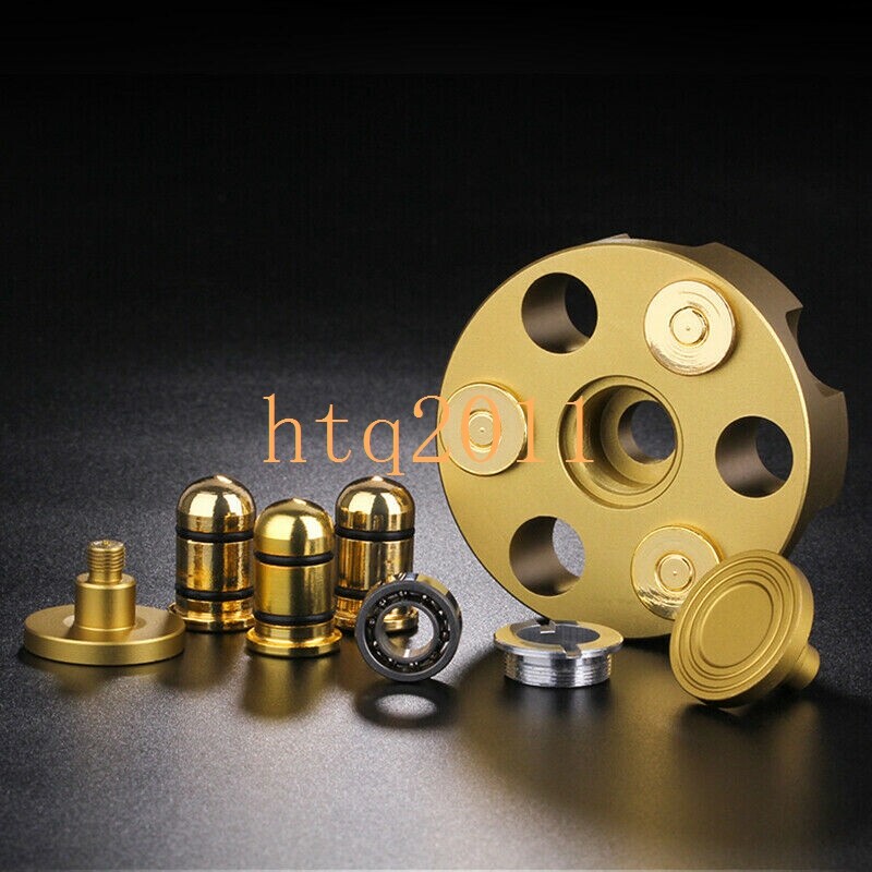 EDC Desk Toy Brass Revolver Bullets Finger Spinner Top Hand Fidget Pocket