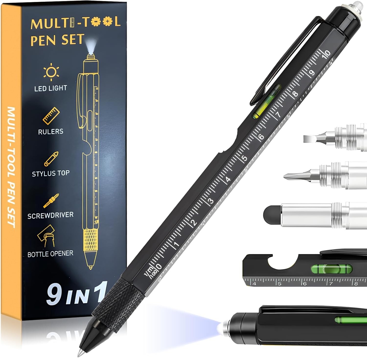 Dad Gifts for Fathers Day, 9 in 1 Multitool Pen Father’s Day Gifts from Black