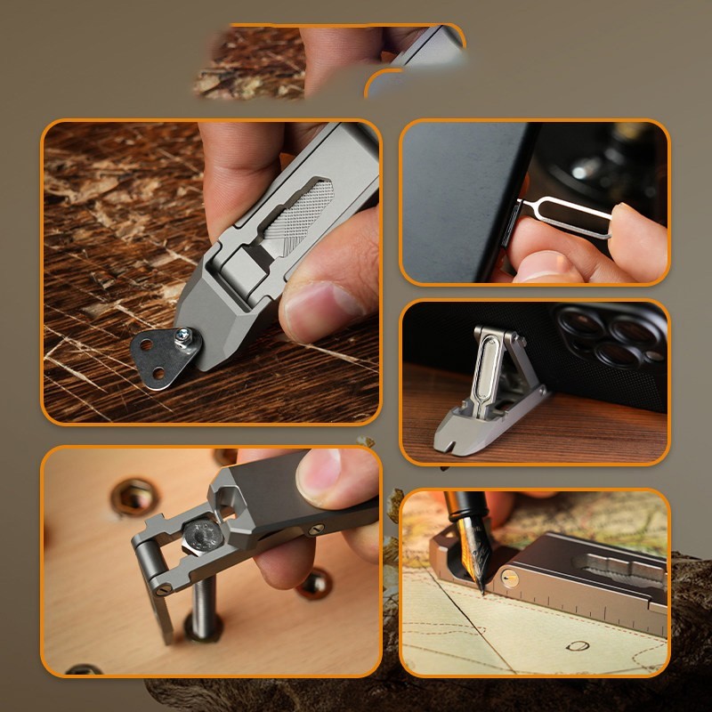 Titanium Alloy Pry Bar Phone Stand EDC Multi Tool Portable Pocket Tool