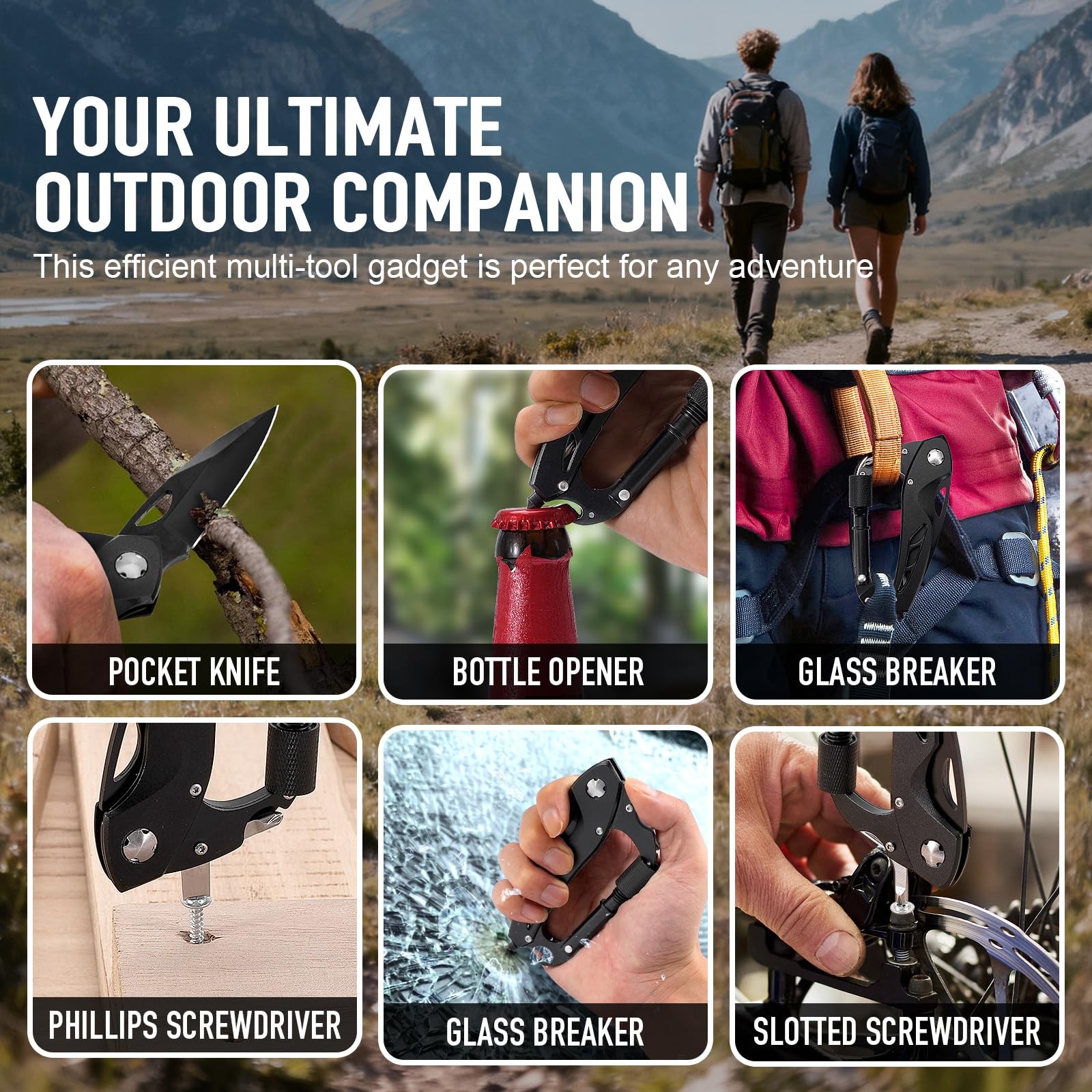 Multitool Carabiner with Pocket Knife, Birthday Gifts for Men Him Boyfriend, …