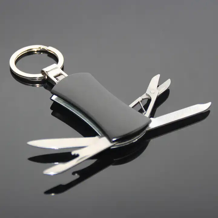 Aluminum 5-in-1 Pocket Knife Multitool Keychain – Scissors, File, Screwdriver