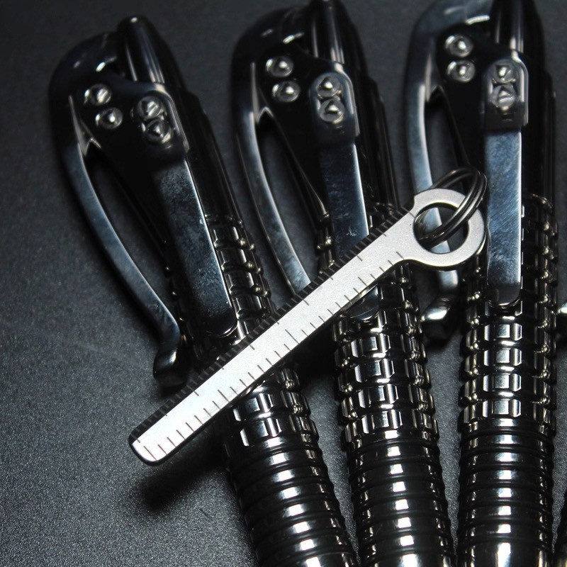 Mini EDC Portable TC4 Titanium Micro Ruler Key Chain Pendant w/ Key Ring M-03R