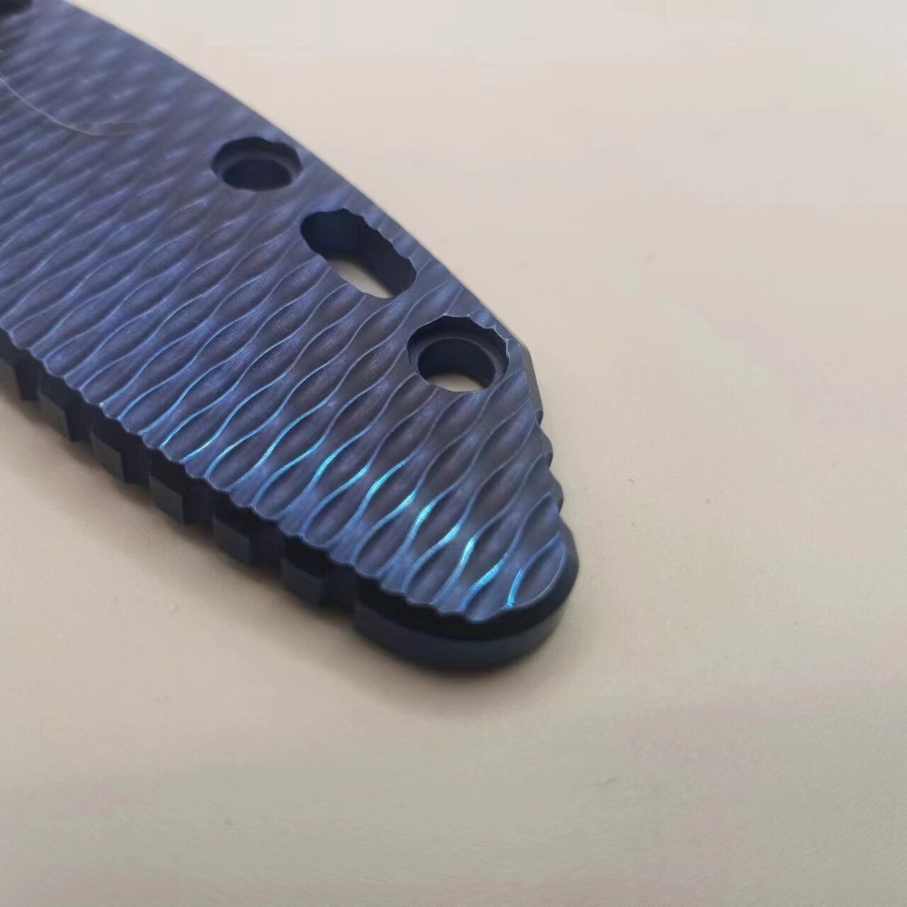 TC4 Titanium Alloy Blue Wave Pattern Handle Scale for Rick Hinderer XM18 3.5”