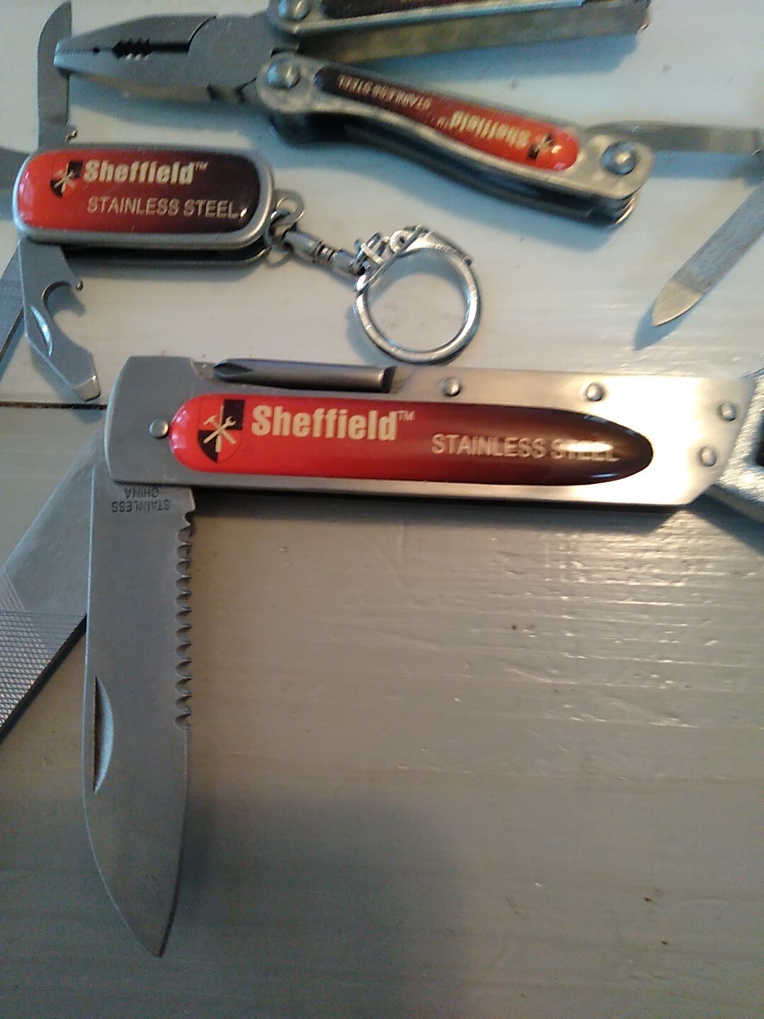 Sheffield 5Pc Pocket Knife Tool Kit: Multi-Function Pocket Knives
