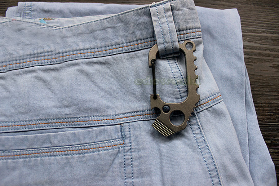 TITANER Titanium CNC Keychain Carabiner Bottle Opener Crowbar Outdoor EDC Tool