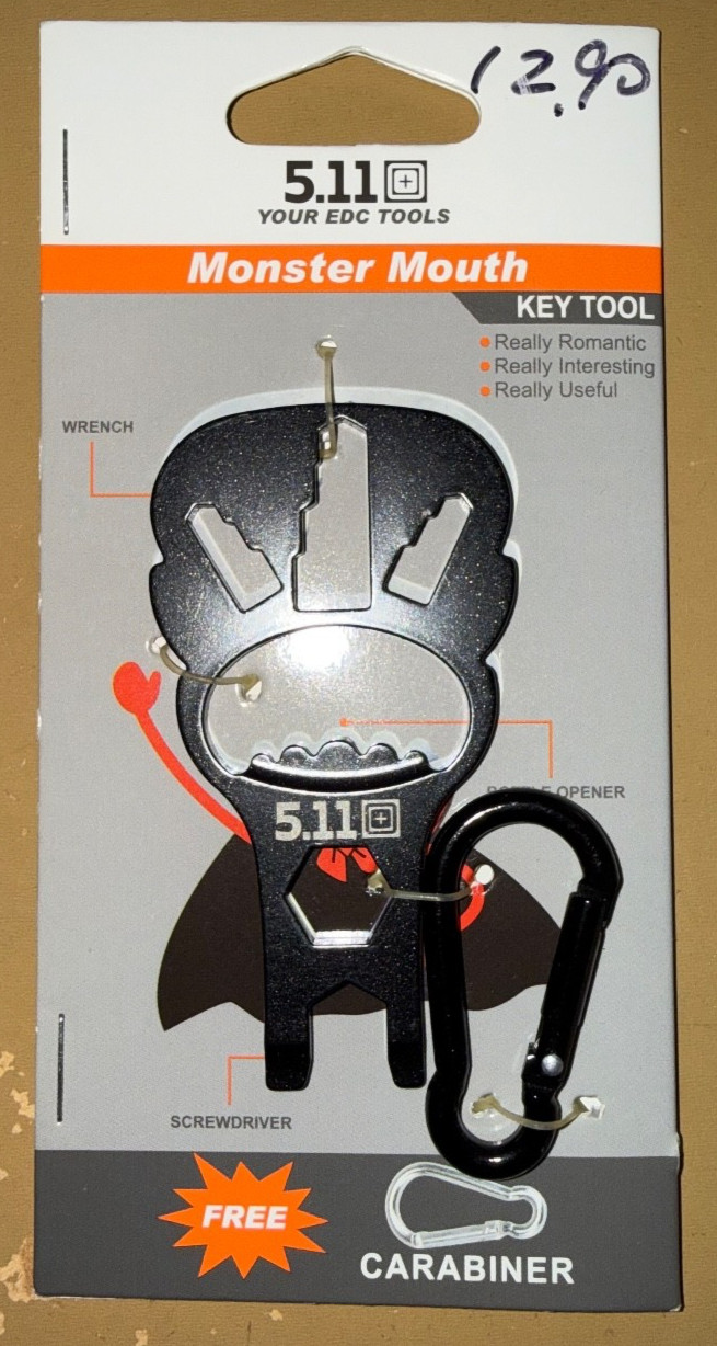 5.11 Tactical Monster Mouth HK Exclusive Carabiner Keychain Black EDC