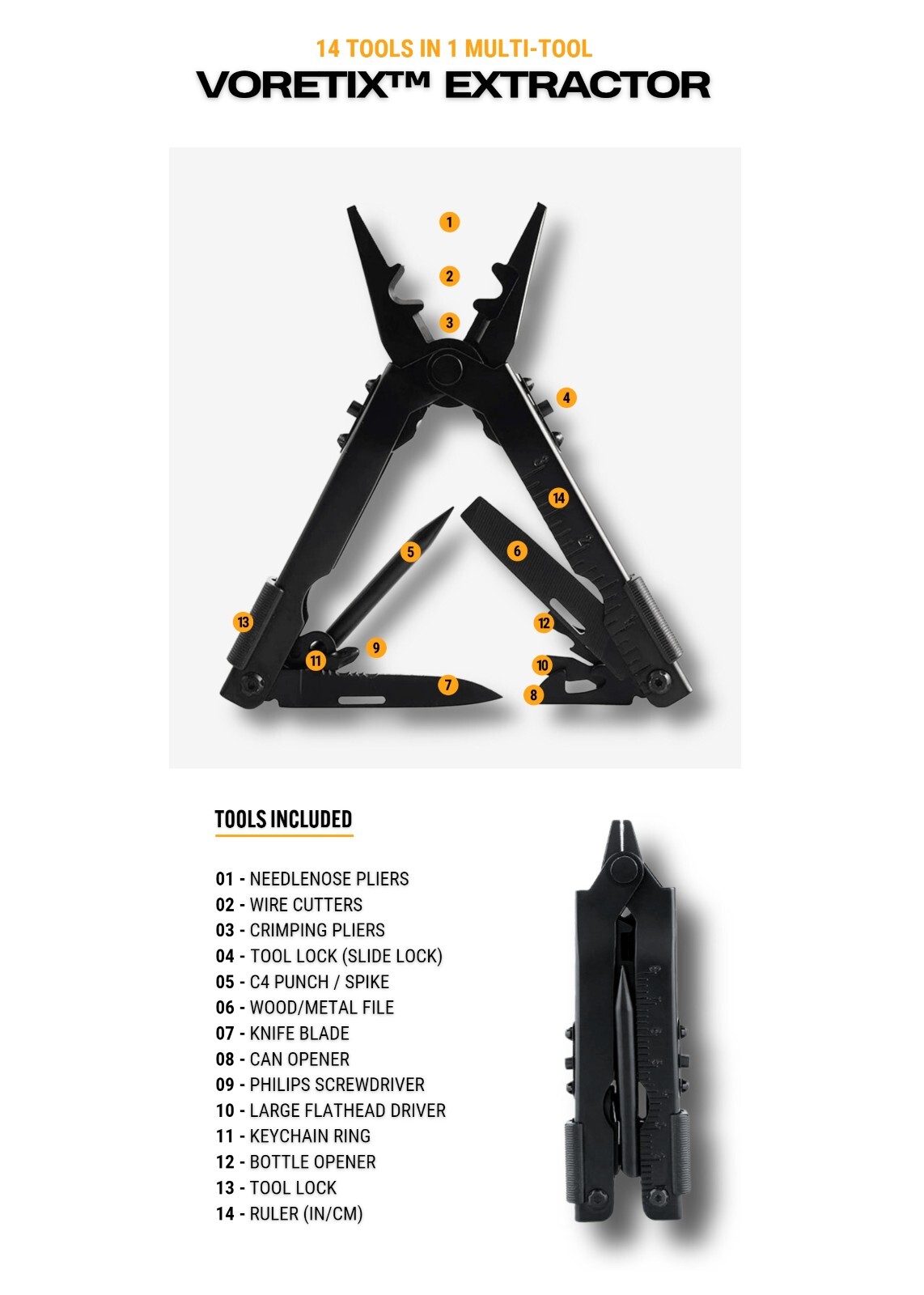 13-in-1 Folding Multi-Tool Pliers Knife Screwdrivers Wire Stripper EDC Camping