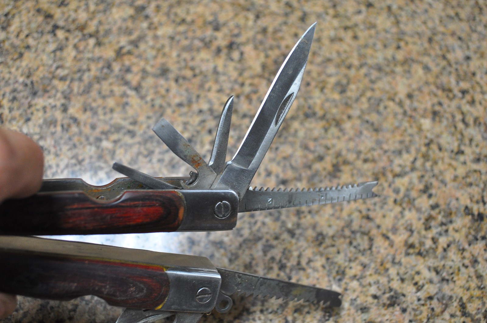 Sheffield 12-In-1 Multi Tool w/ Hardwood Handle Pliers Knife Blades Screwdrivers
