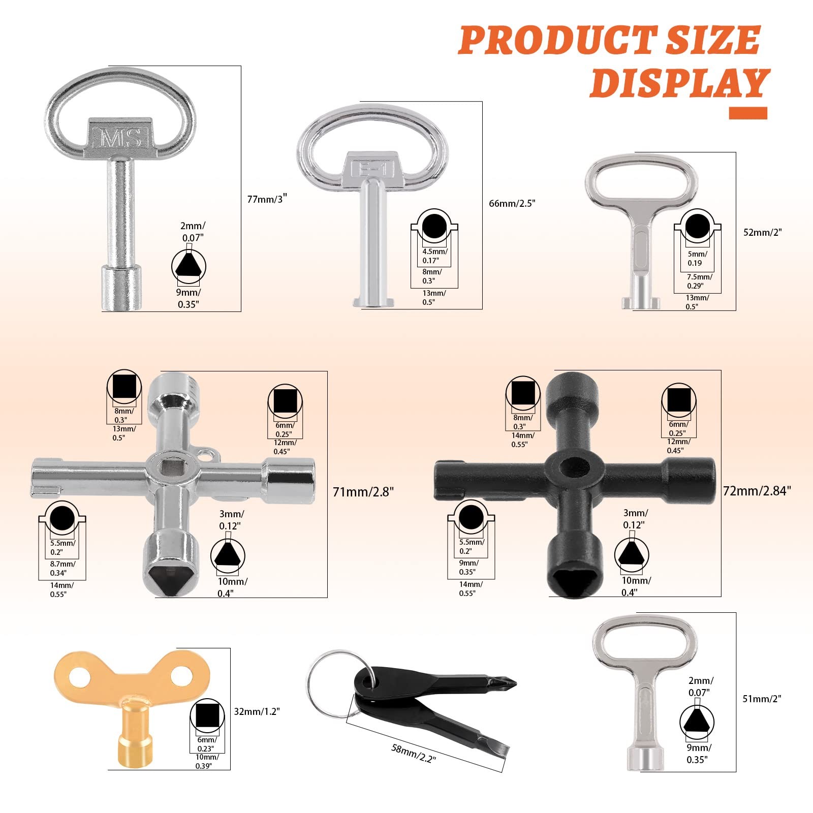 13Pcs Multi-functional Utility Kit – Includes 4-Way Spanner, Square Keys, Wat…