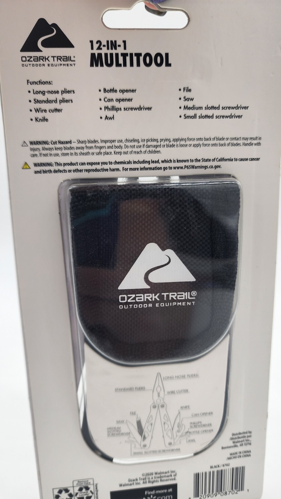Ozark Trail 12-In-1 Multi Tool Outdoor Equipment includes Sheath Black