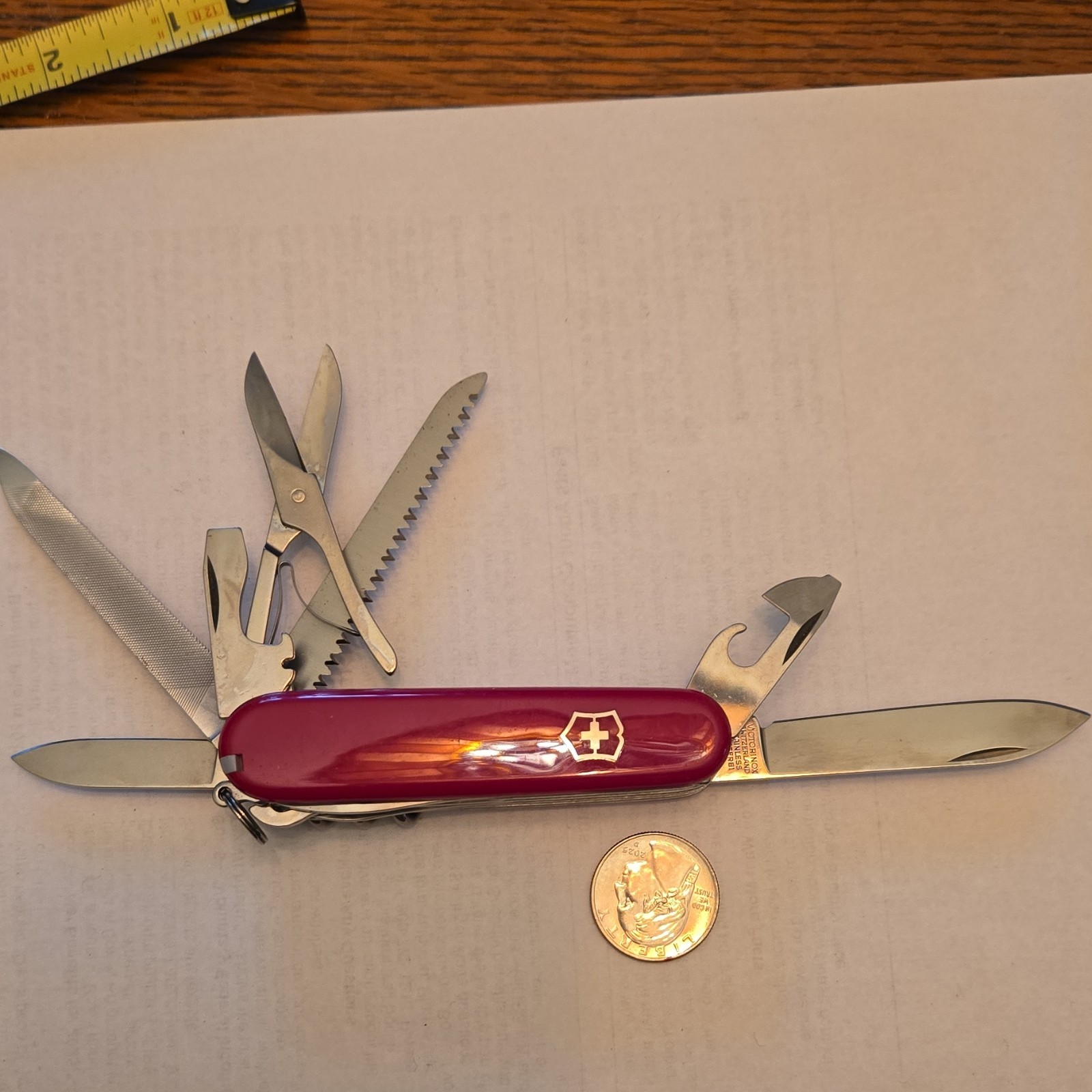 Victorinox Red Multi-Tool Knife Stainless Steel 7 Tools w/ Corkscrew