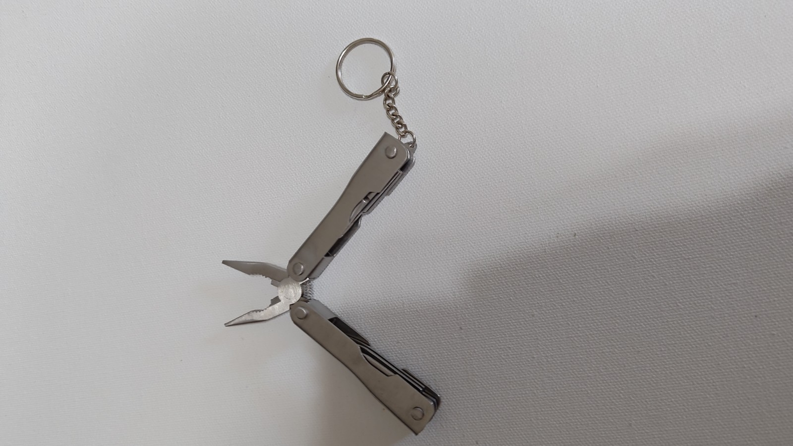 Silver Stainless Steel Keychain Multi-Tool 6-in-1 Plier Knife File Opener