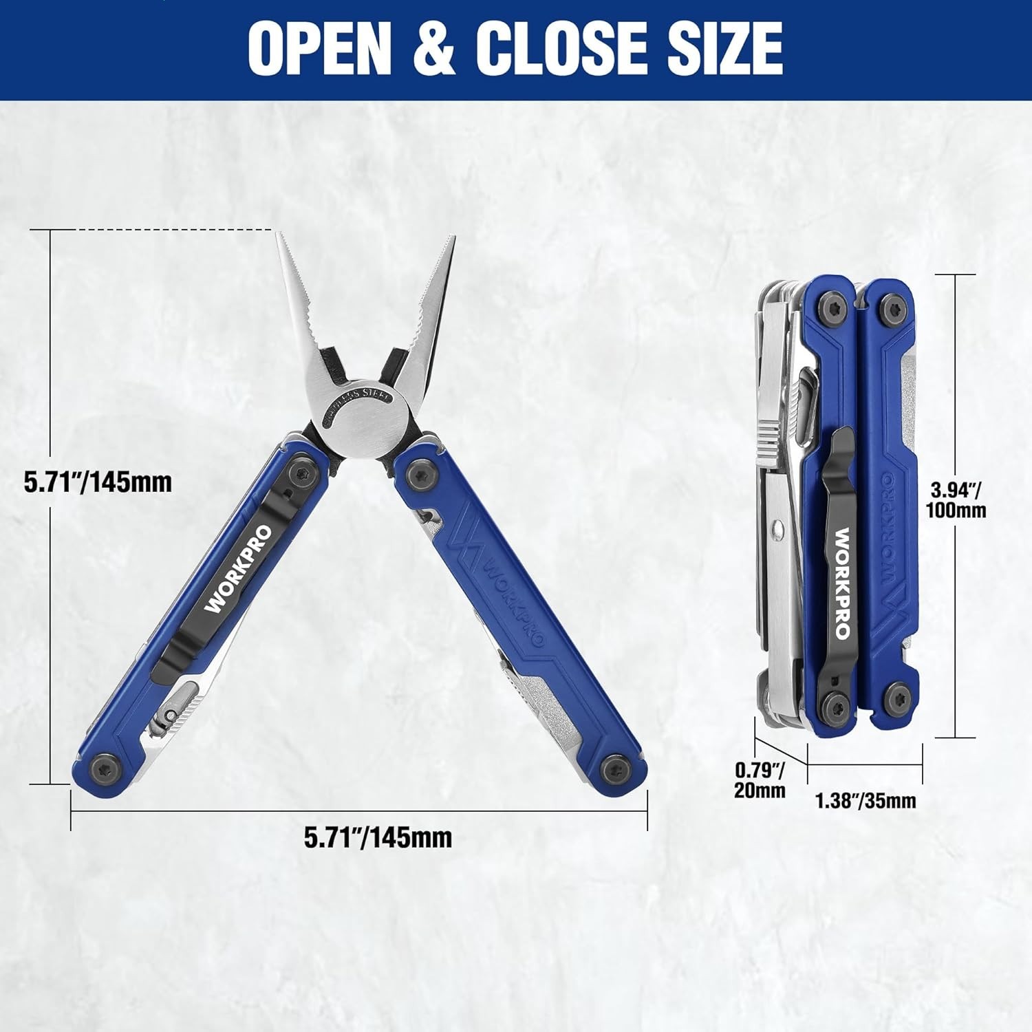 WORKPRO 18-in-1 Multi Tool Pliers, Gifts for Dad, Stainless Steel EDC Multitool