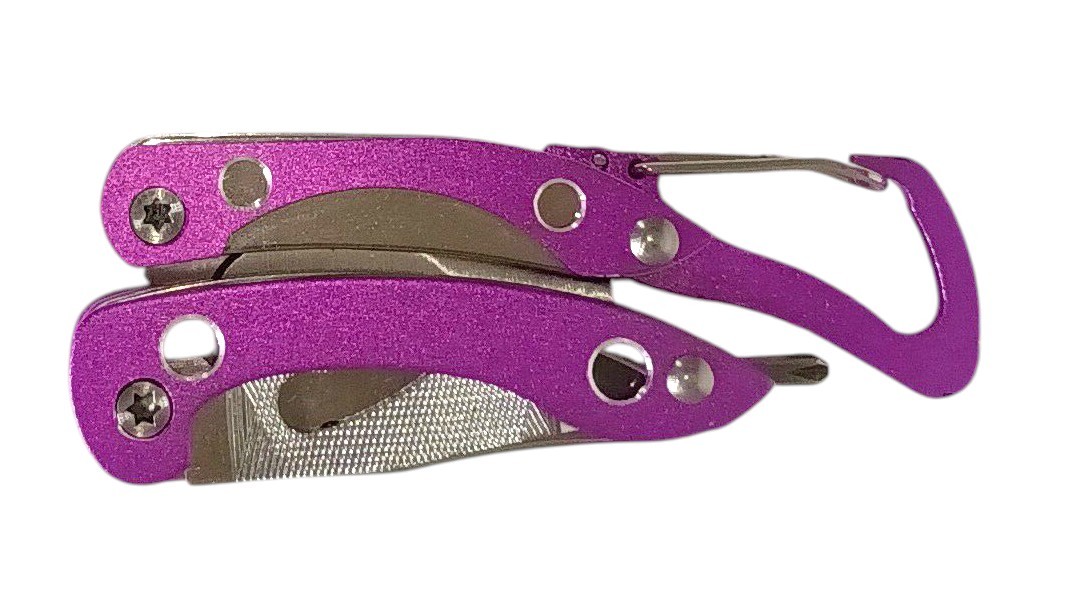4pc Purple Multi-Tool Set Wallet Tool, LED Light, Micro Multi-Tool, Pocket Knife