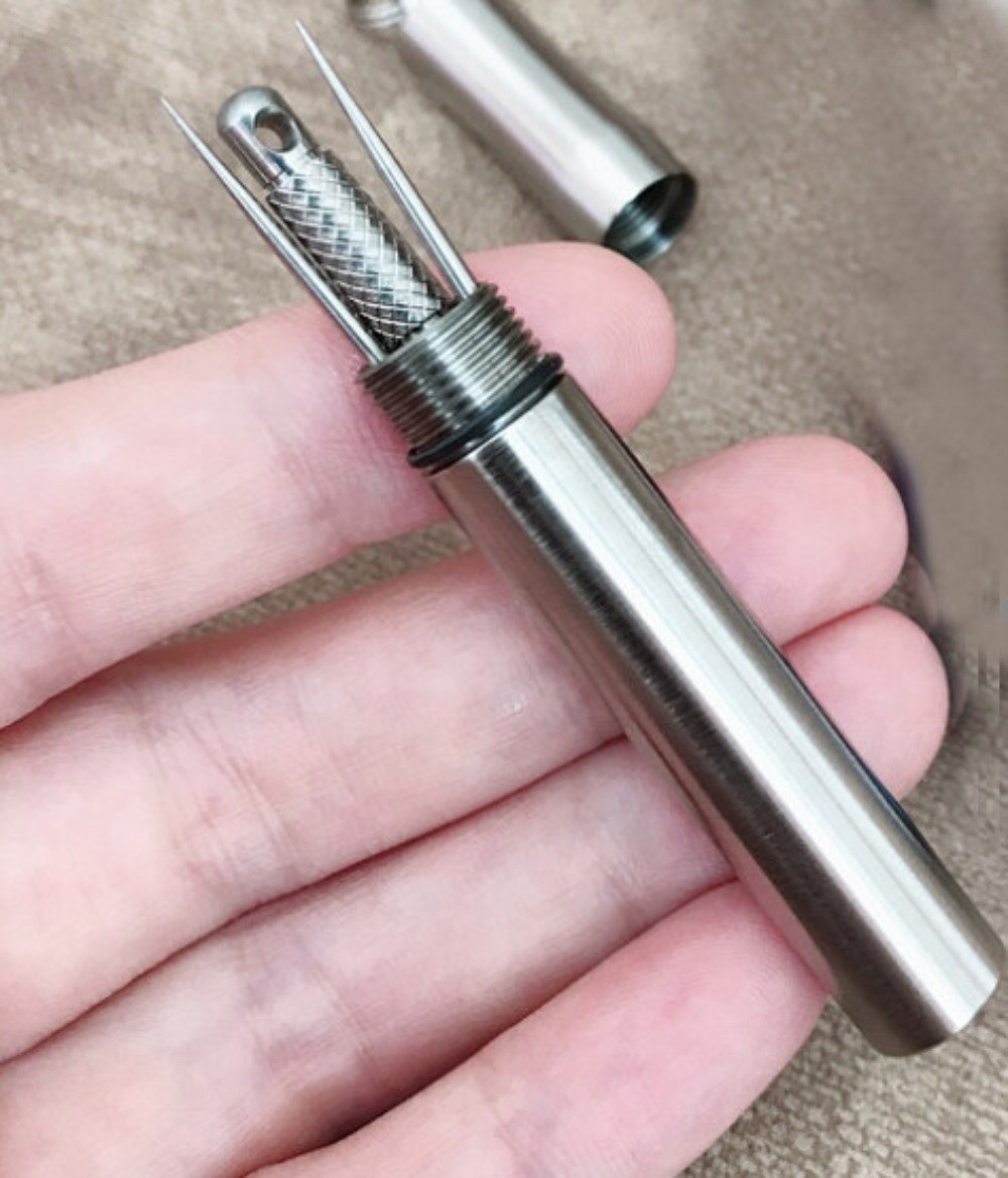 Titanium Alloy Toothpick Earpick Mini Tweezer Portable Container EDC Multi Tool