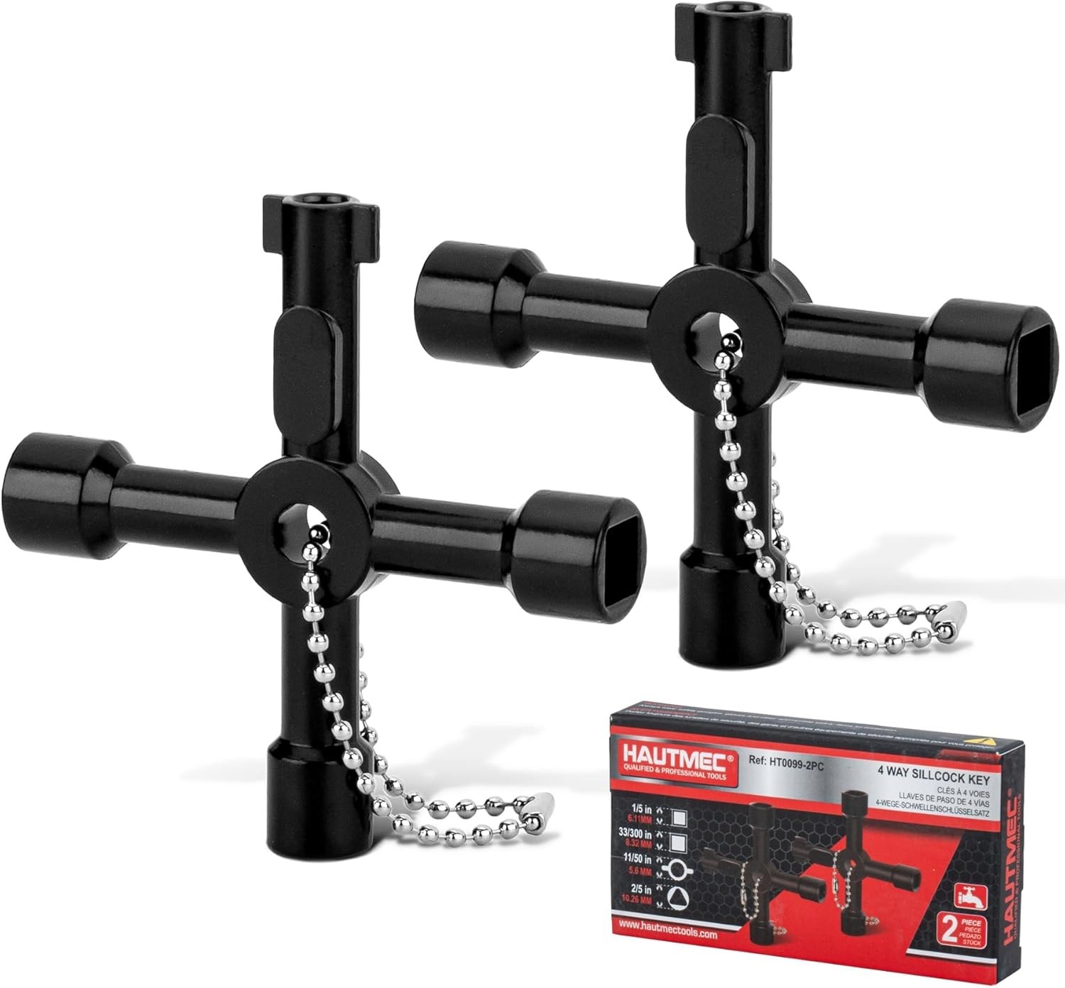 2 Pack Multi-Functional 4 Way Water Keys – Ideal for Plumbers and Electricians
