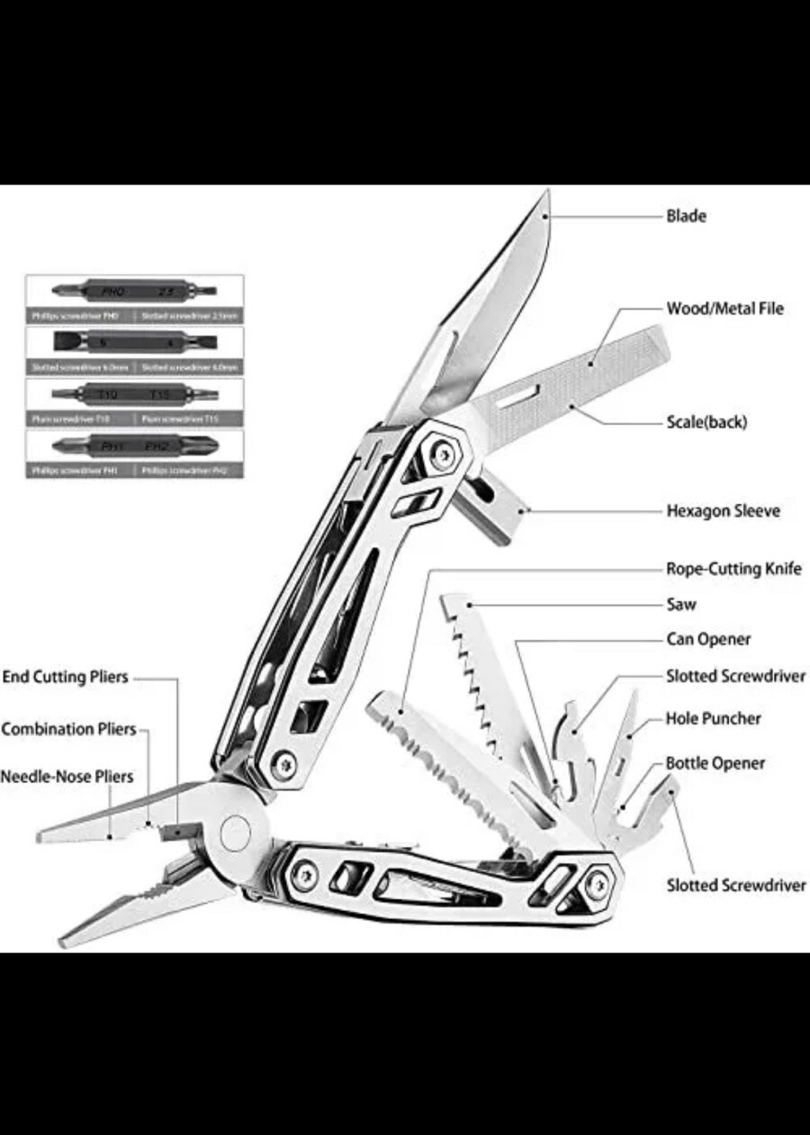 WETOLS Multitool 21-in-1 Hard Stainless Steel Multitool Foldable & Self-Locki…