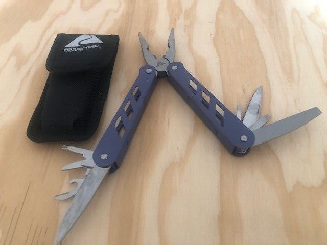 Ozark Trail -12 IN 1- Multi Tool Stainless holder outdoor BLUE — Great Condition