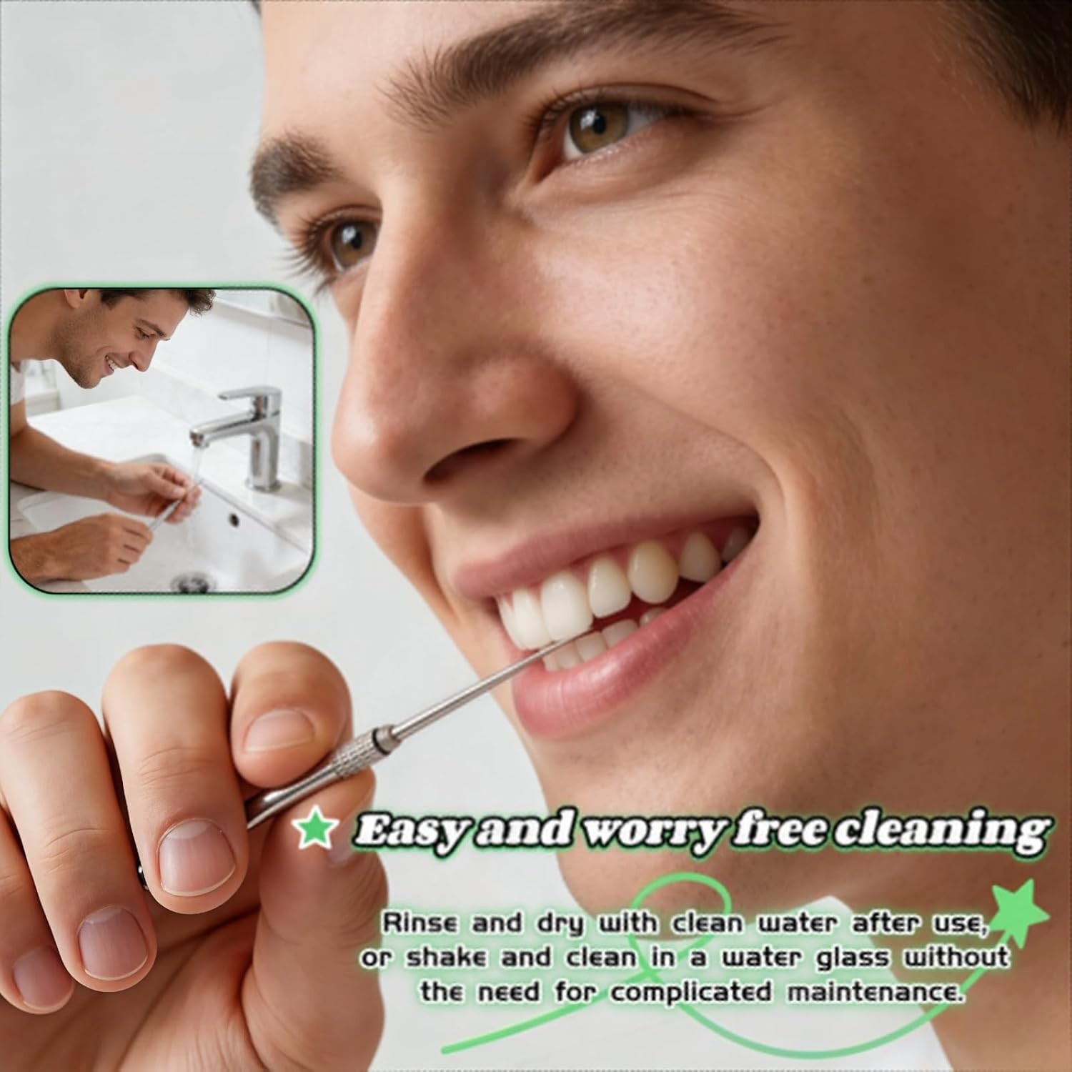 Portable Titanium Toothpick, Multi-Functional Reusable Stainless Steel Toothpick