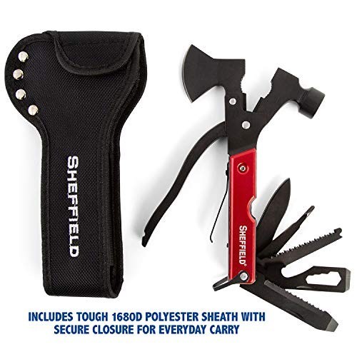 14-in-1 Camping Hatchet Multitool with Sheath, Alloy Steel Hammer, Great Hiking