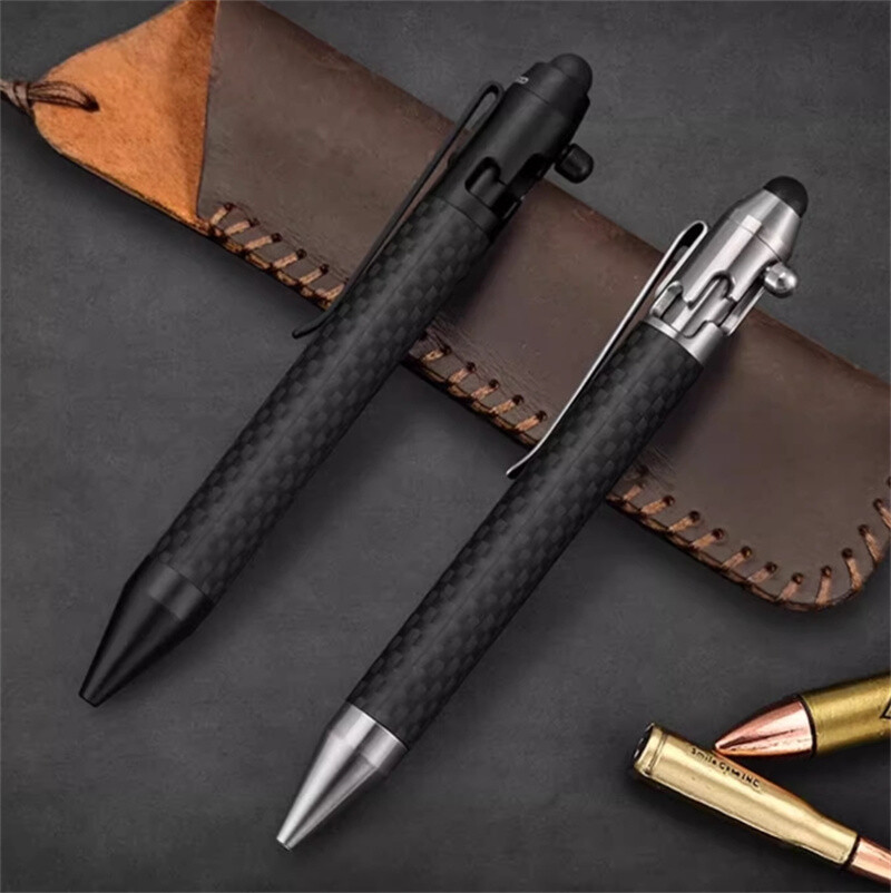 EDC Bolt Pen Pocket Tool Carbon Fiber Pen +13 Refills Outdoor Multi Tools
