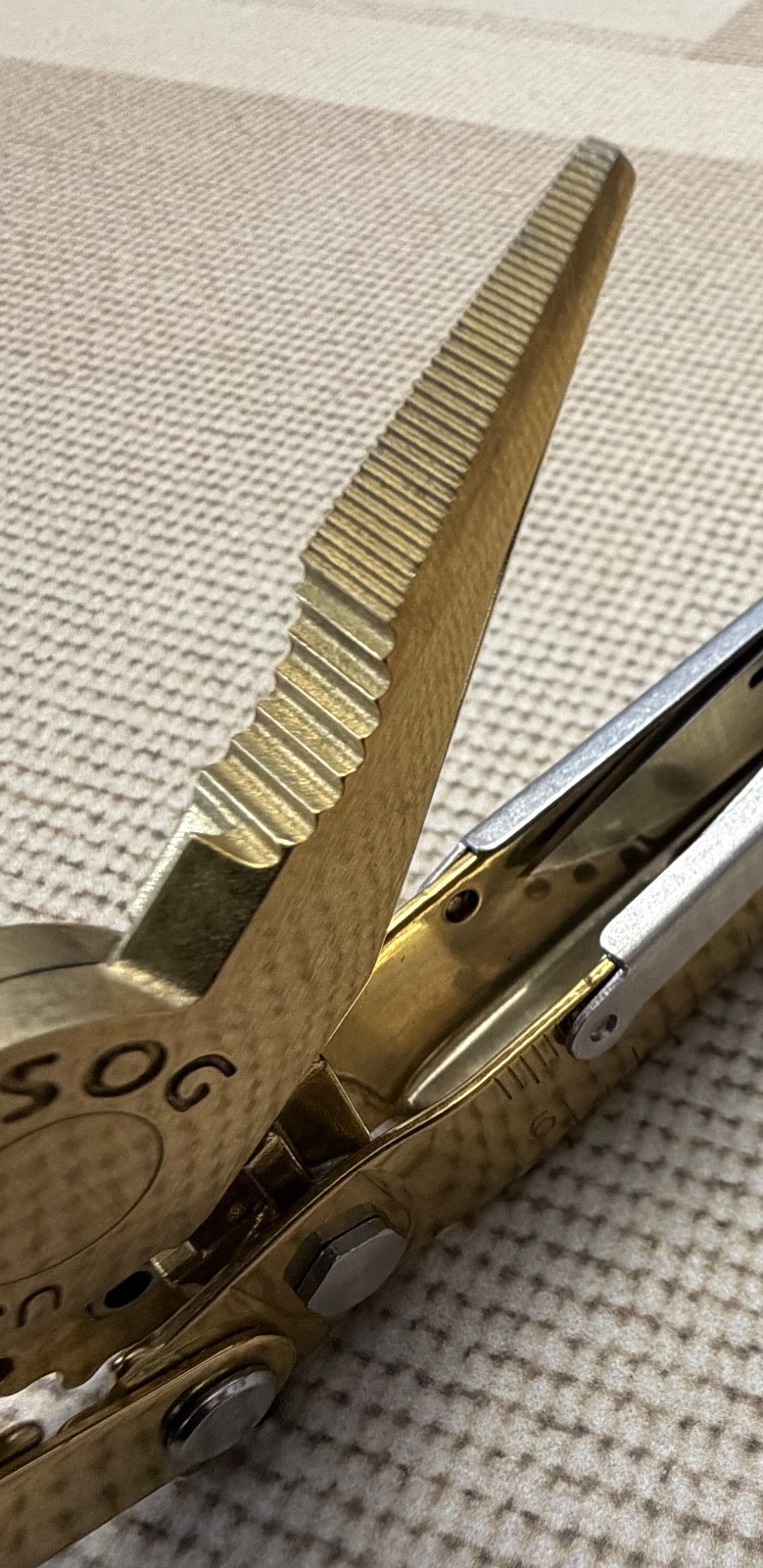 RARE Vintage Retired SOG Gold TiNi Power Lock Multi Tool w/sheath + SOG Bit Kit