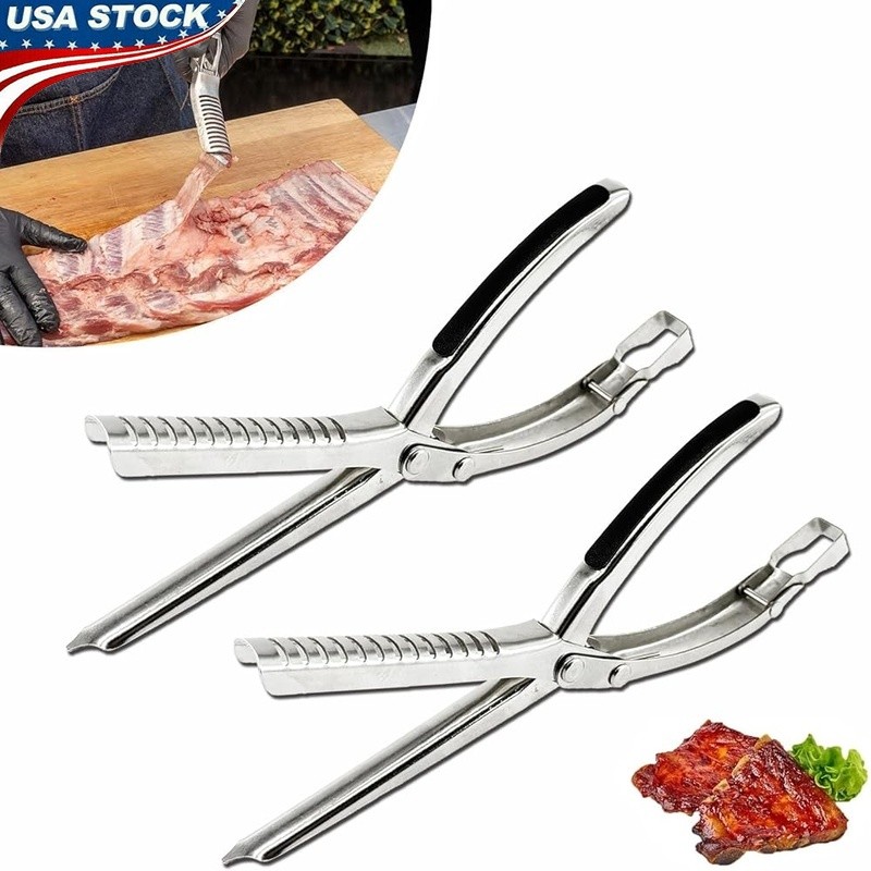 Stainless Steel Rib Membrane Remover BBQ Tool Dual Blade Ergonomic Handle New
